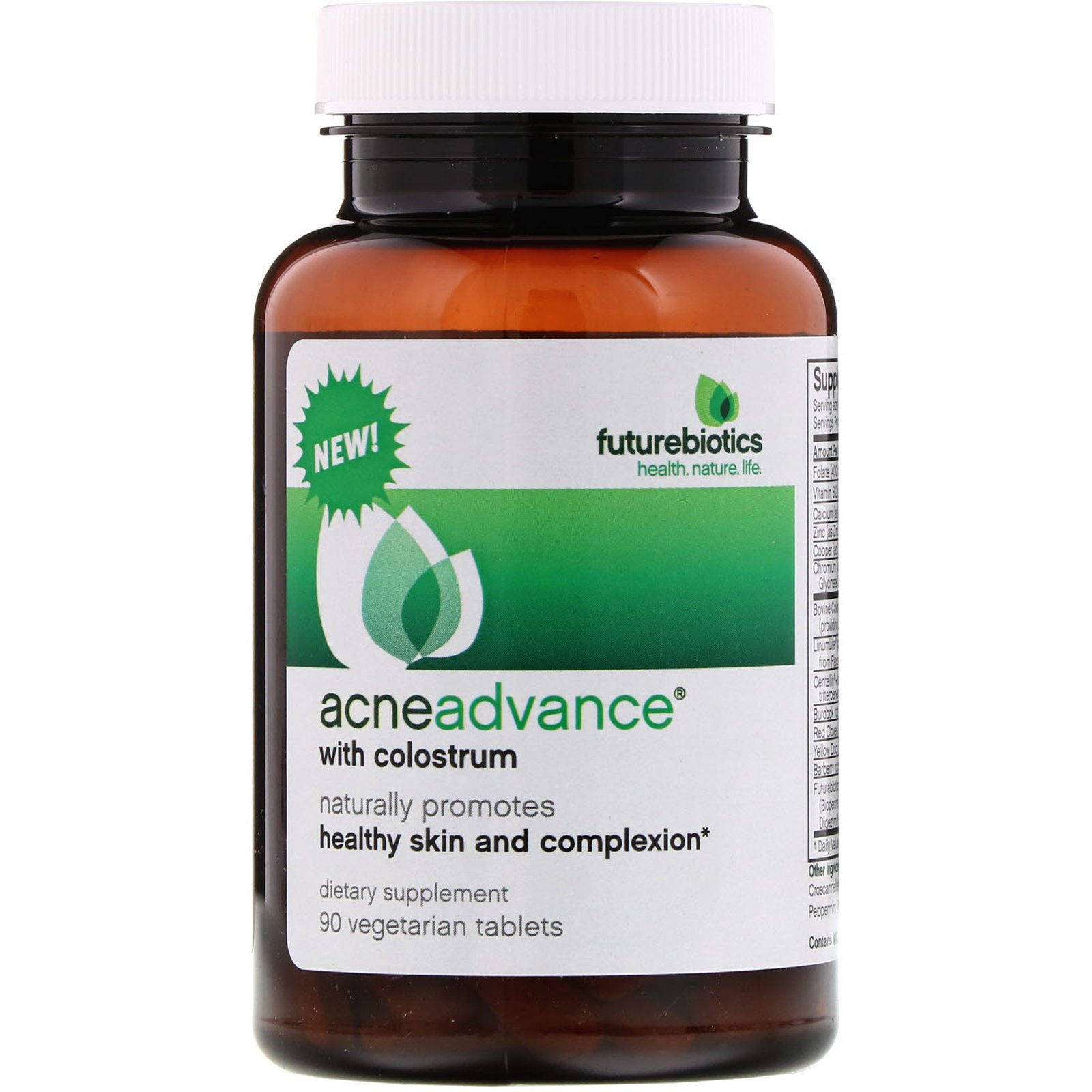 FutureBiotics, Acne Advance with Colostrum, 90 Comprimidos Vegetais - Imagem 3