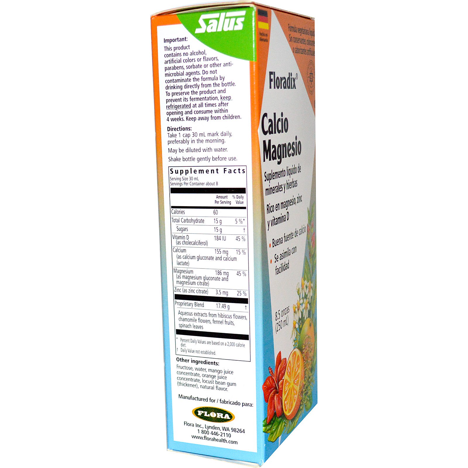 Flora, Salus-Haus, Floradix Cálcio - Magnésio com Zinco e Vitamina D, 8,5 fl oz (250 ml) - Imagem 2