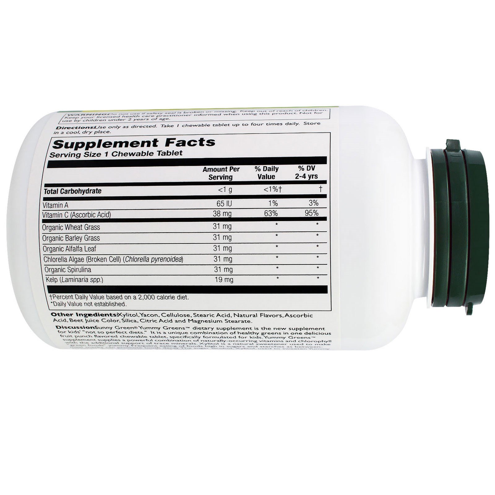 Sunny Green, Delícia Verde, Ponche de Frutas, 120 comprimidos mastigáveis - Imagem 2