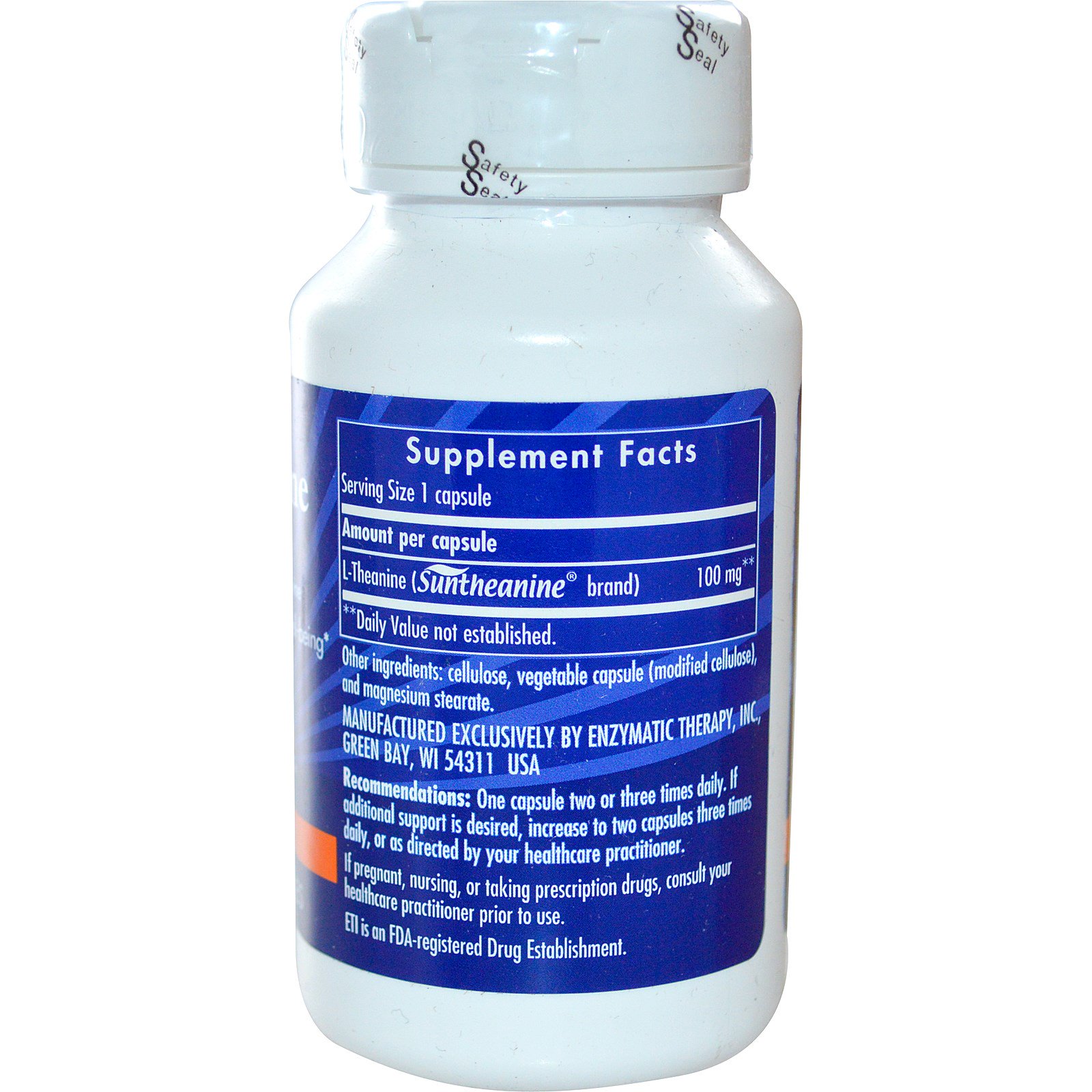 Enzymatic Therapy, L-Theanine, 60 Veg Capsules - Imagem 2