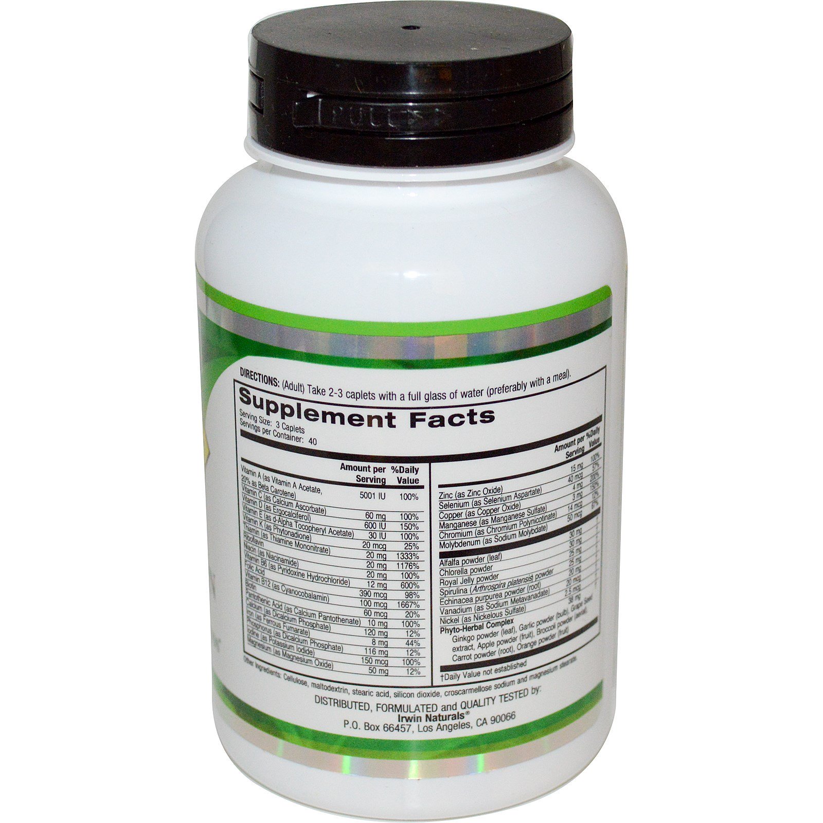 Irwin Naturals, Dr. Linus Pauling, Super Multi Vitamin with Herbs & Energizers, 120 Caplets - Imagem 2