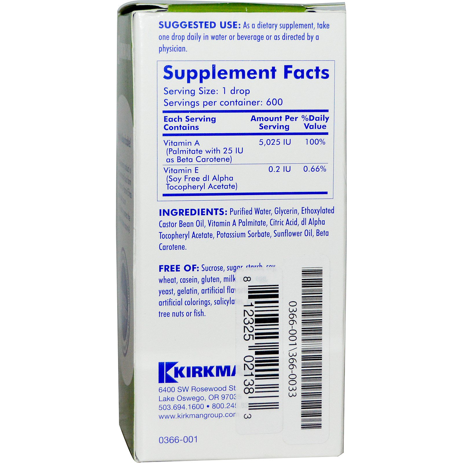 Kirkman Labs, Vitamina A Micelizada Líquida, 1 fl oz (30ml) - Imagem 2