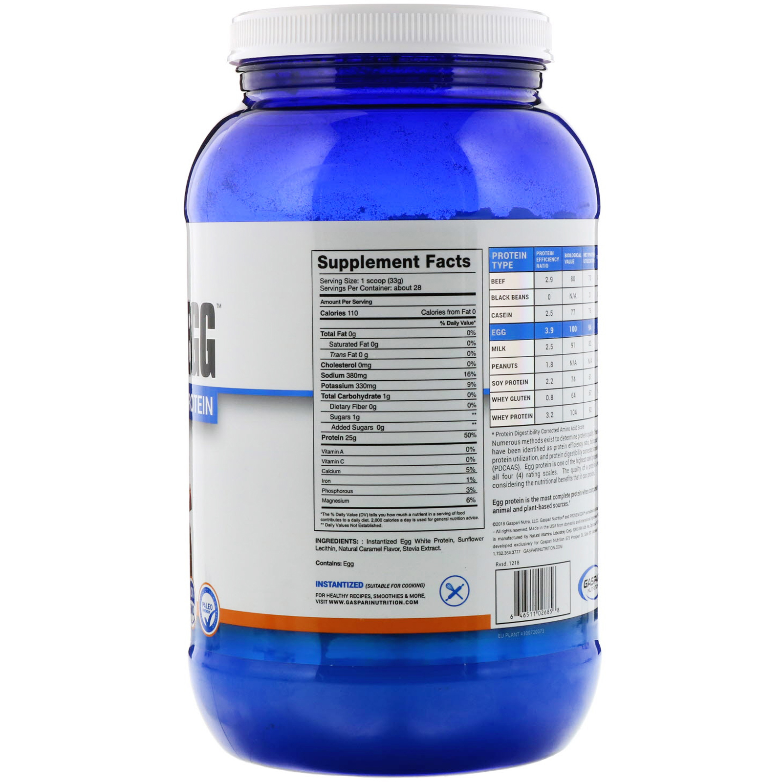 Gaspari Nutrition, Proven Egg, 100% Proteína de Clara de Ovo, Caramelo Salgado, 2 lb (900 g) - Imagem 2