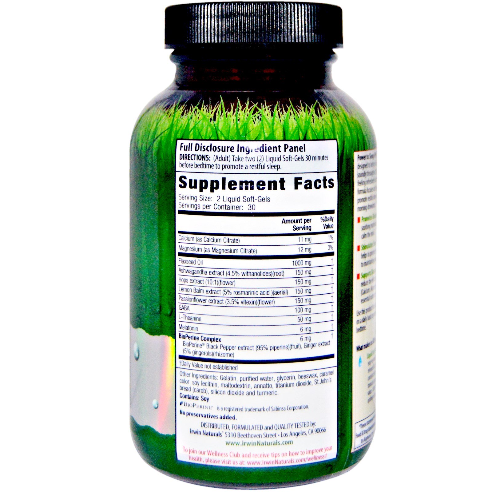 Irwin Naturals, Poder para Dormir à Noite, Melatonina 6 mg, 60 Cápsulas Líquidas - Imagem 2