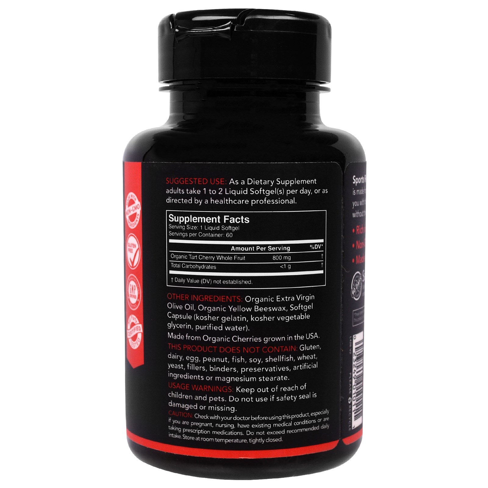 Sports Research, Concentrado de Cereja Ácida, 800 mg, 60 Cápsulas Softgel - Imagem 2
