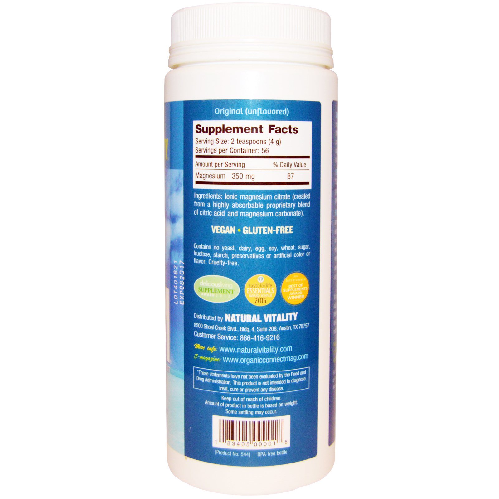 Natural Vitality, Natural Calm, A Bebida Antiestresse, Original (Sem Sabor), 8 oz (226 g) - Imagem 2
