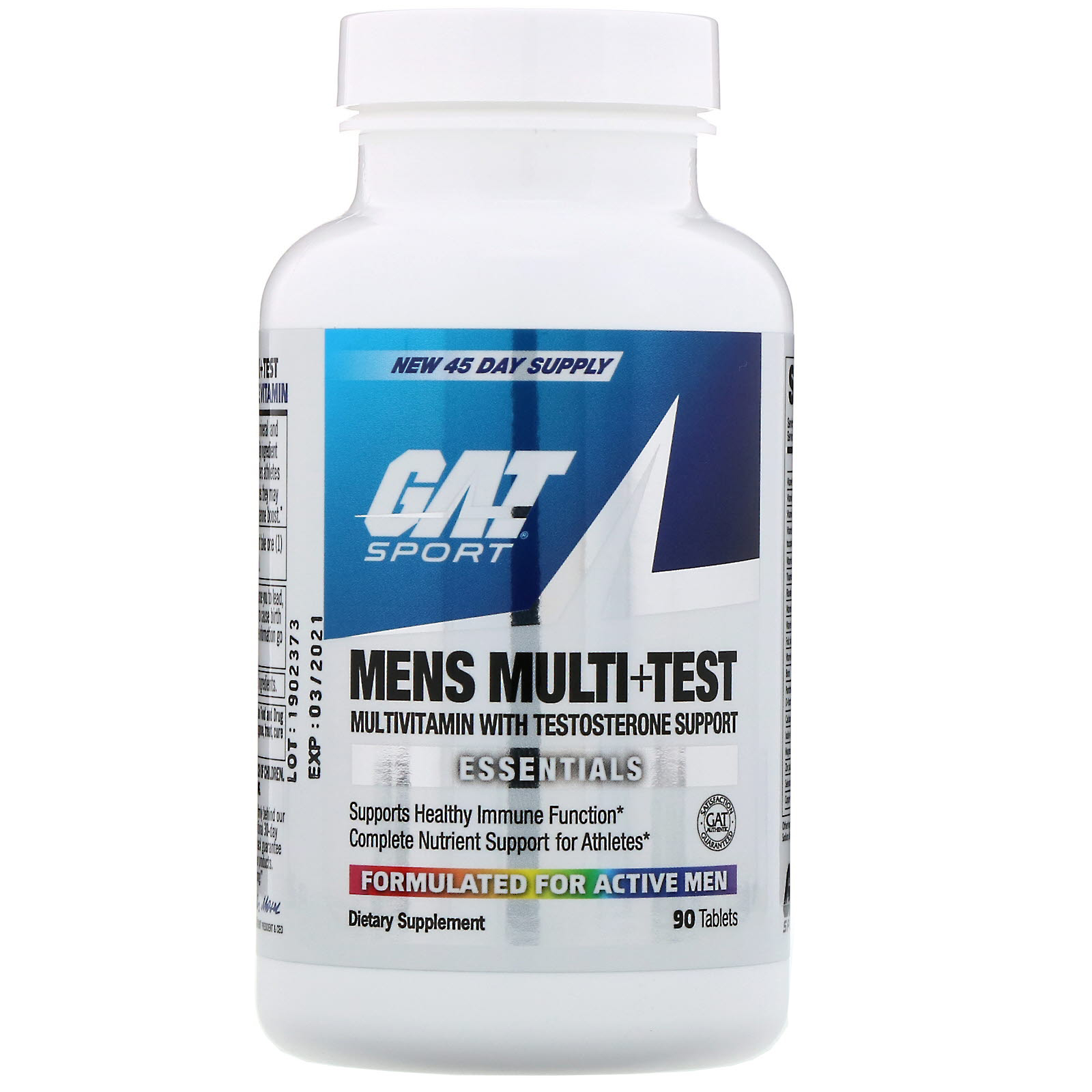 GAT, Men's Multi+Test, Multivitamínico com Suporte de Testosterona, 90 Comprimidos - Imagem 3
