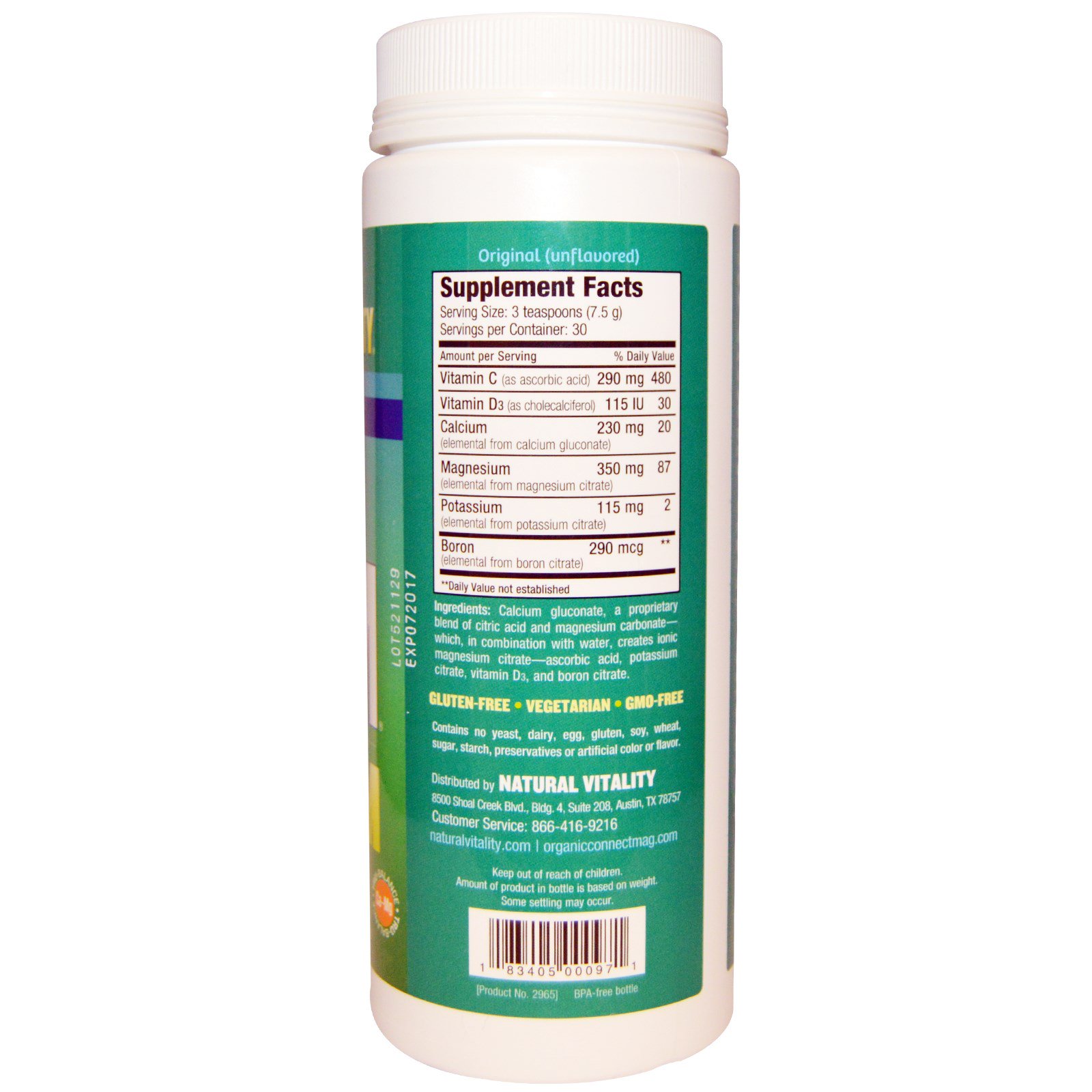 Natural Vitality, Natural Calm mais Cálcio, Original (Sem Sabor), 8 oz (226 g) - Imagem 2