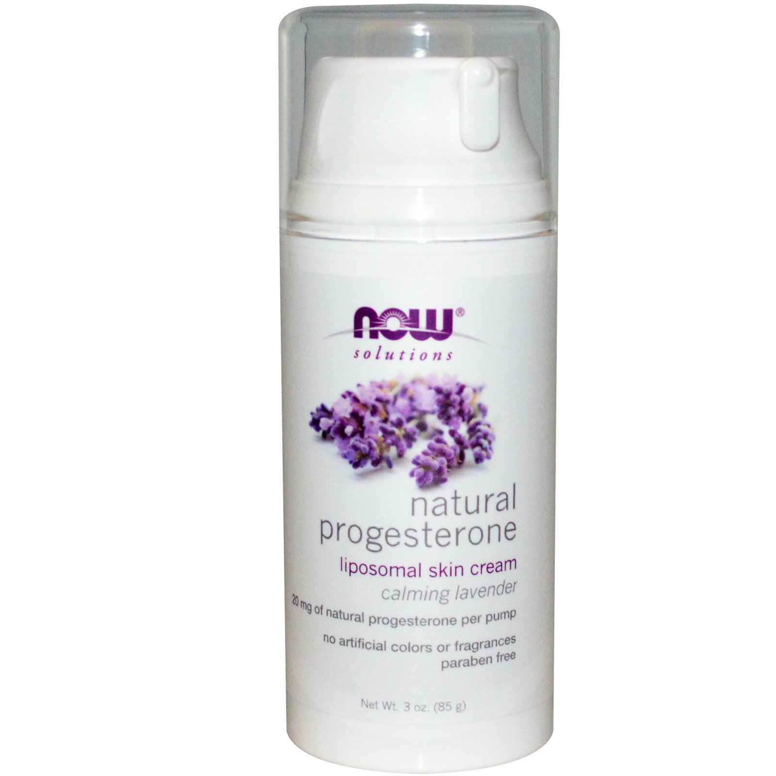 Now Foods, Progesterona Natural, Creme para a Pele Lipossômico, Lavanda Calmante, 85 g (3 oz)