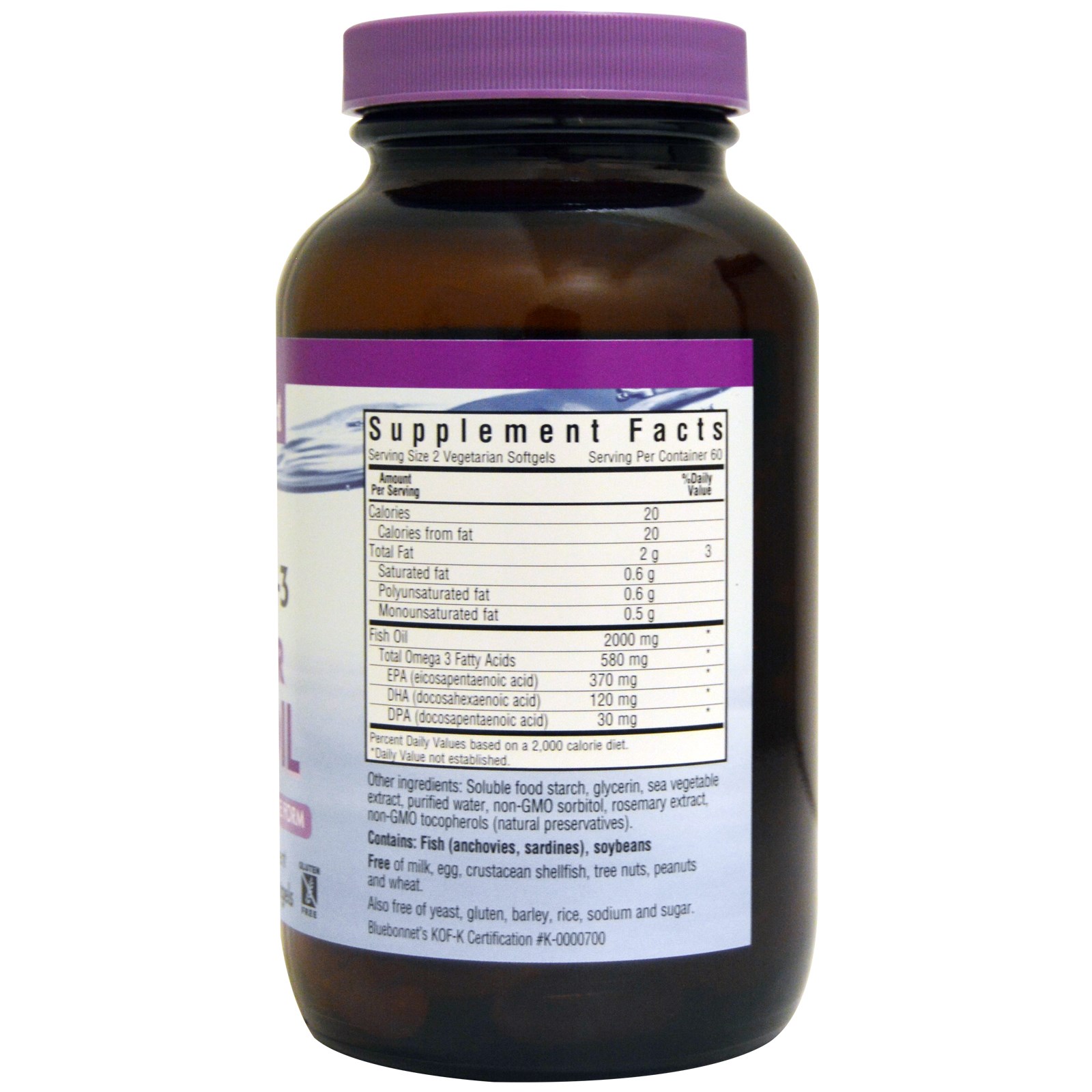 Bluebonnet Nutrition, Óleo de Peixe Kosher, Ômega 3 Natural, 120 Cápsulas Gelatinosas Vegetarianas - Imagem 2