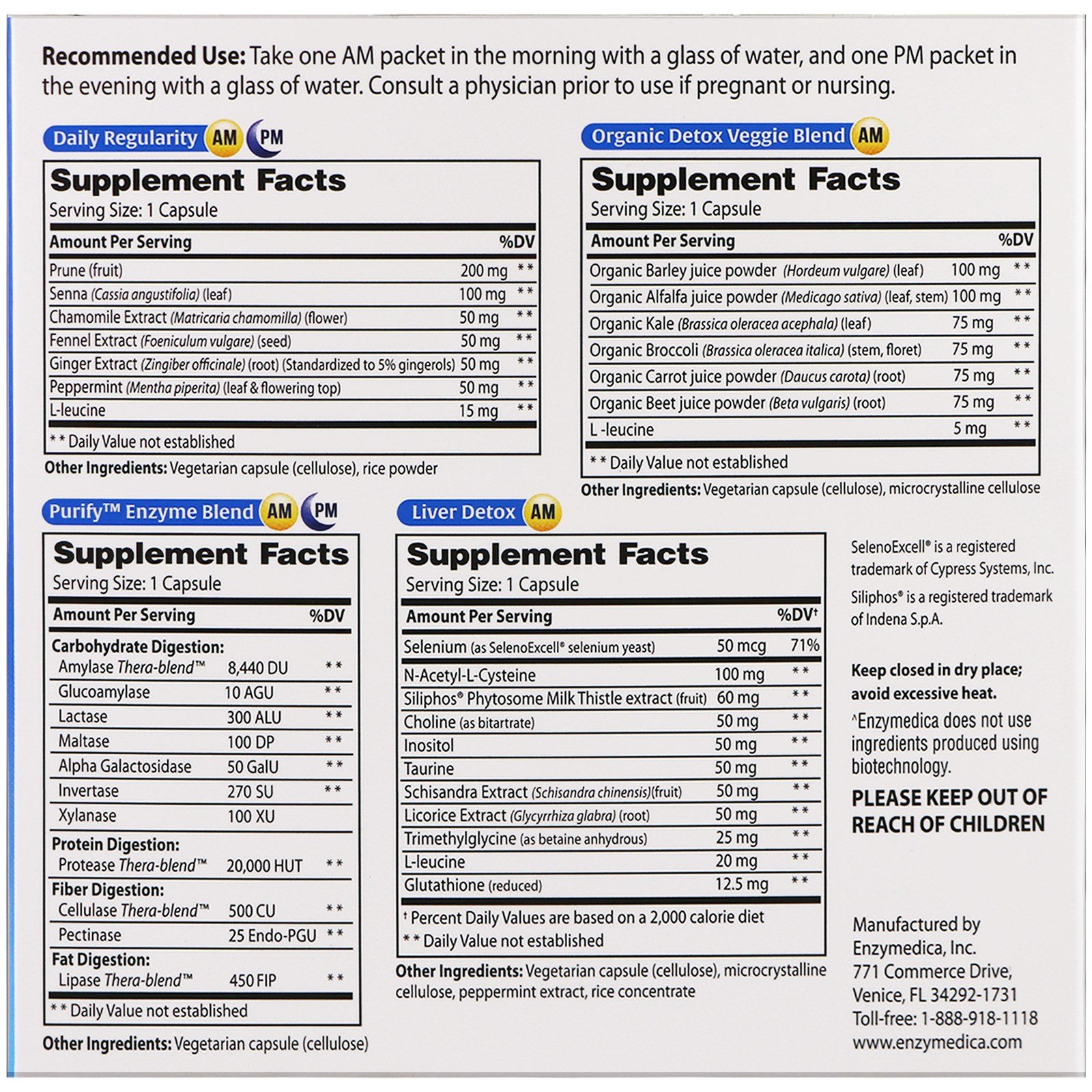 Enzymedica, Purify, Purificação Corporal Completa de 10 dias, 10 Pacotes Manhã/ 10 Pacotes Tarde - Imagem 2