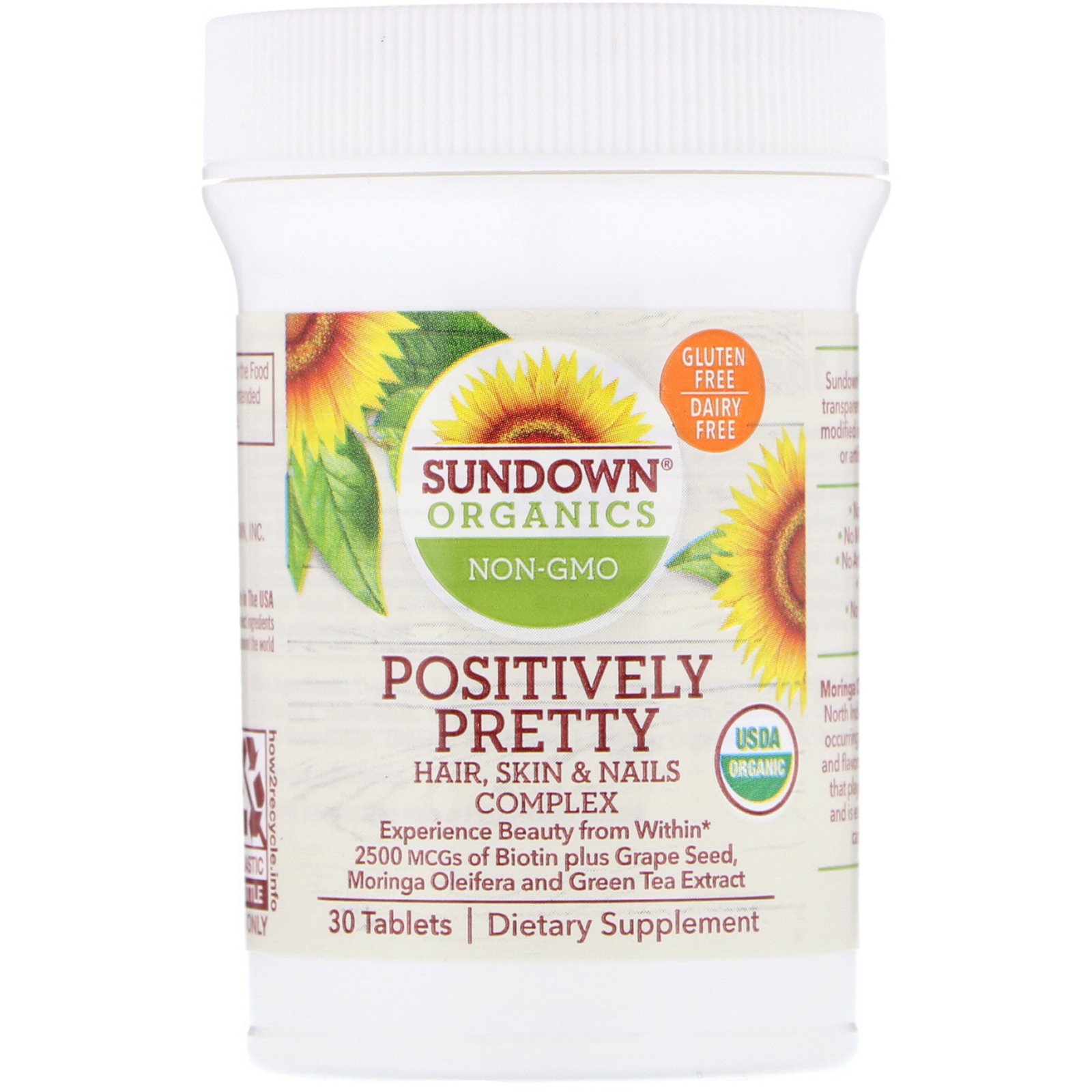 Sundown Organics, Positively Pretty, Complexo para Cabelos, Pele e Unhas, 30 Comprimidos - Imagem 3
