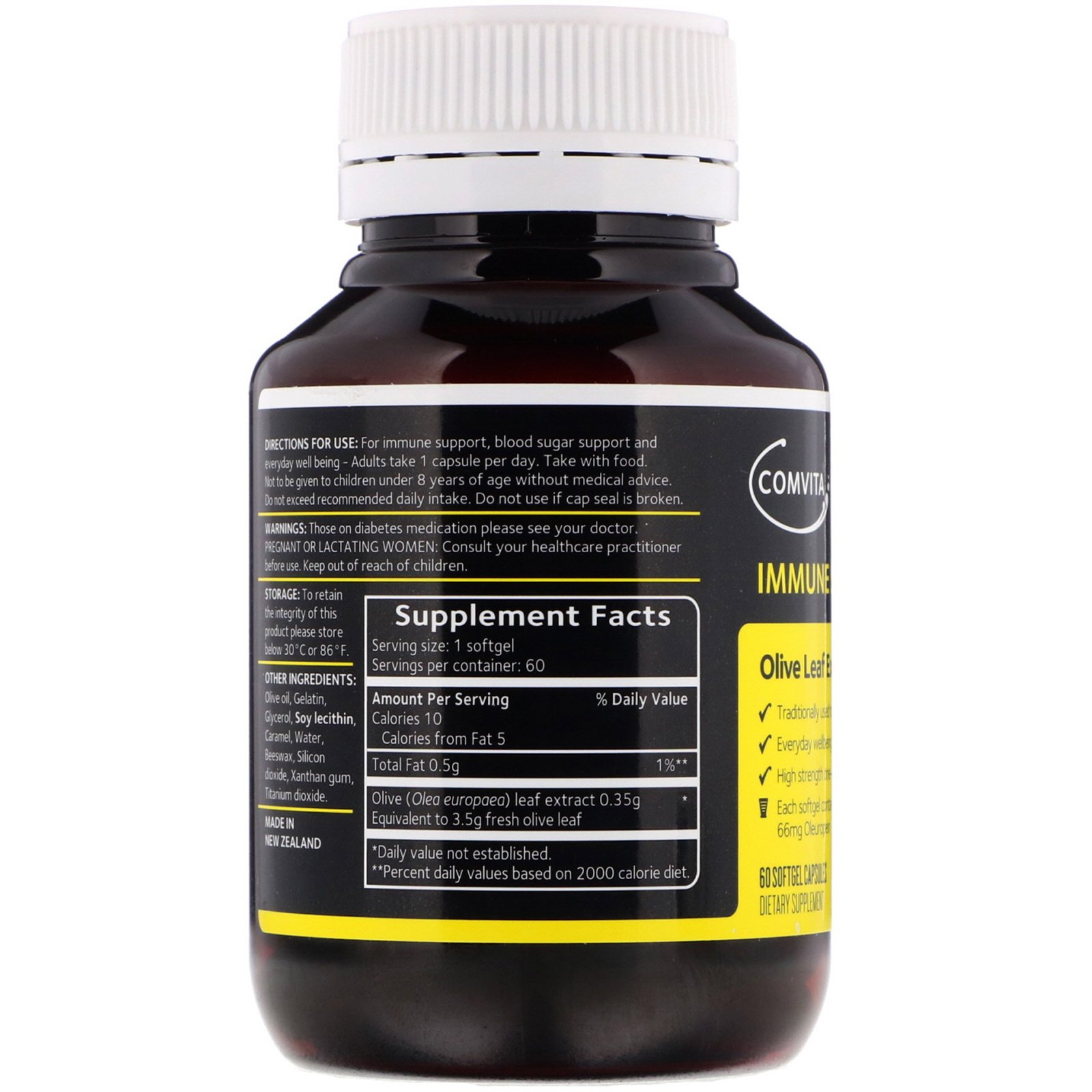 Comvita, Immune Support, Olive Leaf Extract, 60 Softgel Capsules - Imagem 2