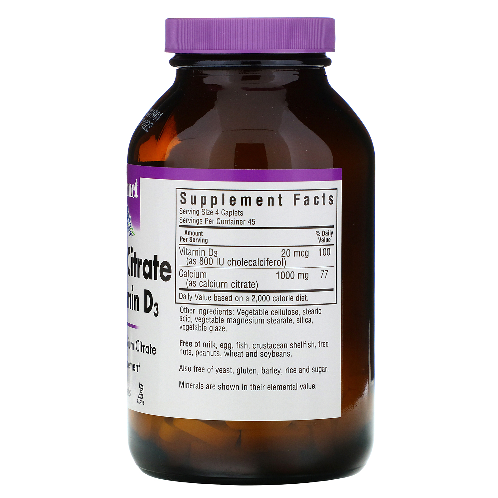 Bluebonnet Nutrition, Calcium Citrate Plus Vitamin D3, 180 Caplets - Imagem 2