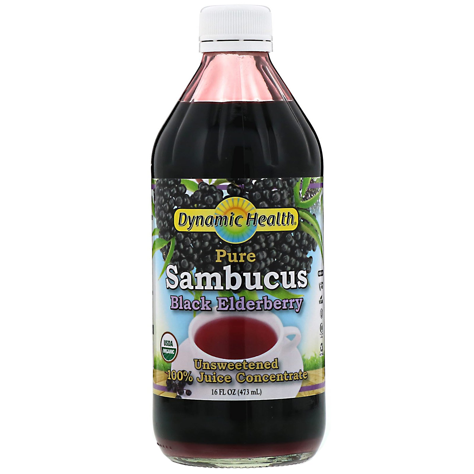 Dynamic Health Laboratories, Sambucus Sabugueiro Negro, Puro, Suco 100% Concentrado, Não Adoçado, 473 ml (16 fl oz)