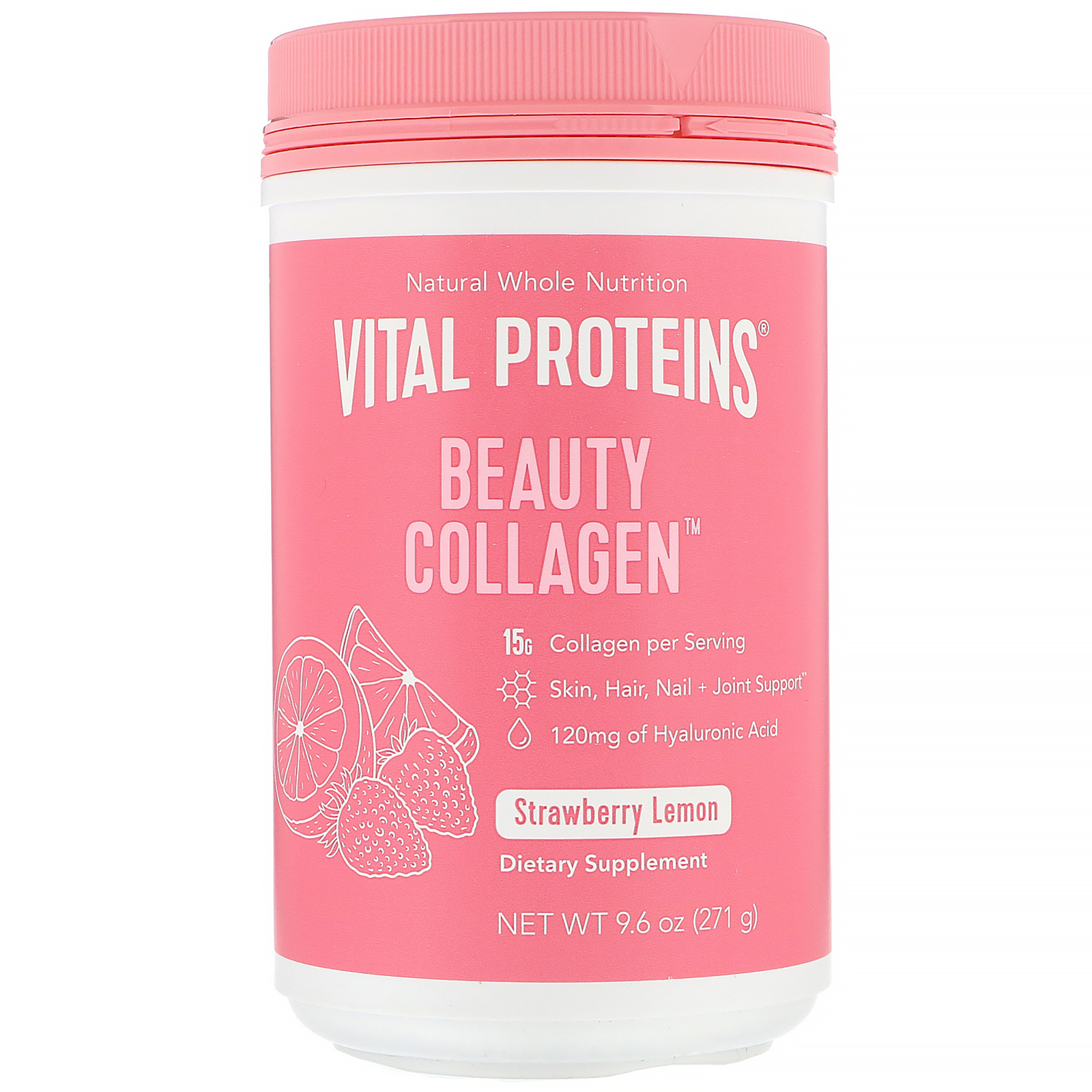 Vital Proteins, Beauty Collagen, Morango e limão, 271 g (9,6 oz)