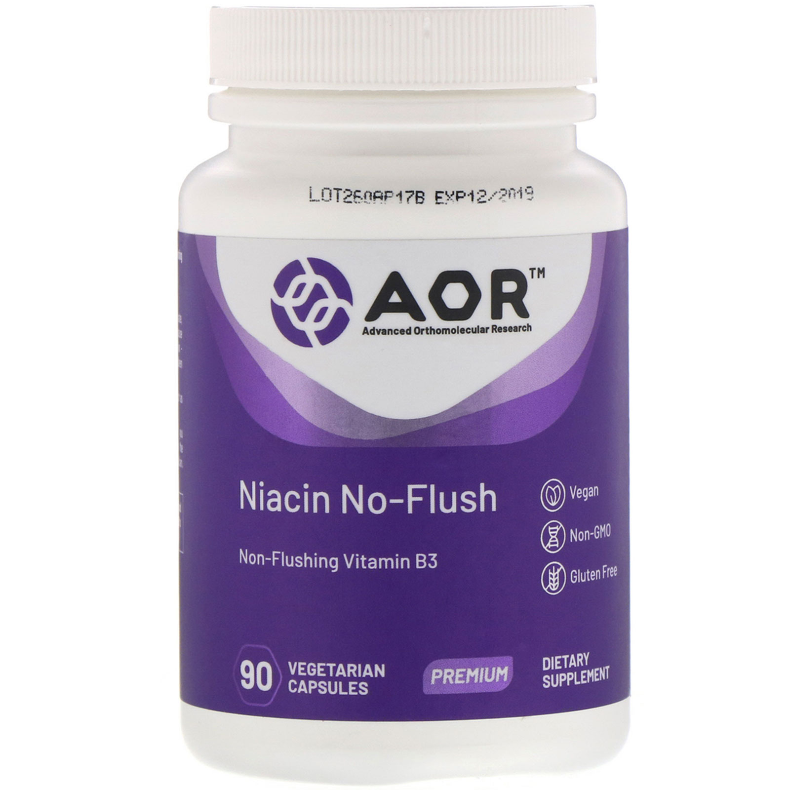 Advanced Orthomolecular Research AOR, Niacin No-Flush, 90 Cápsulas Vegetarianas