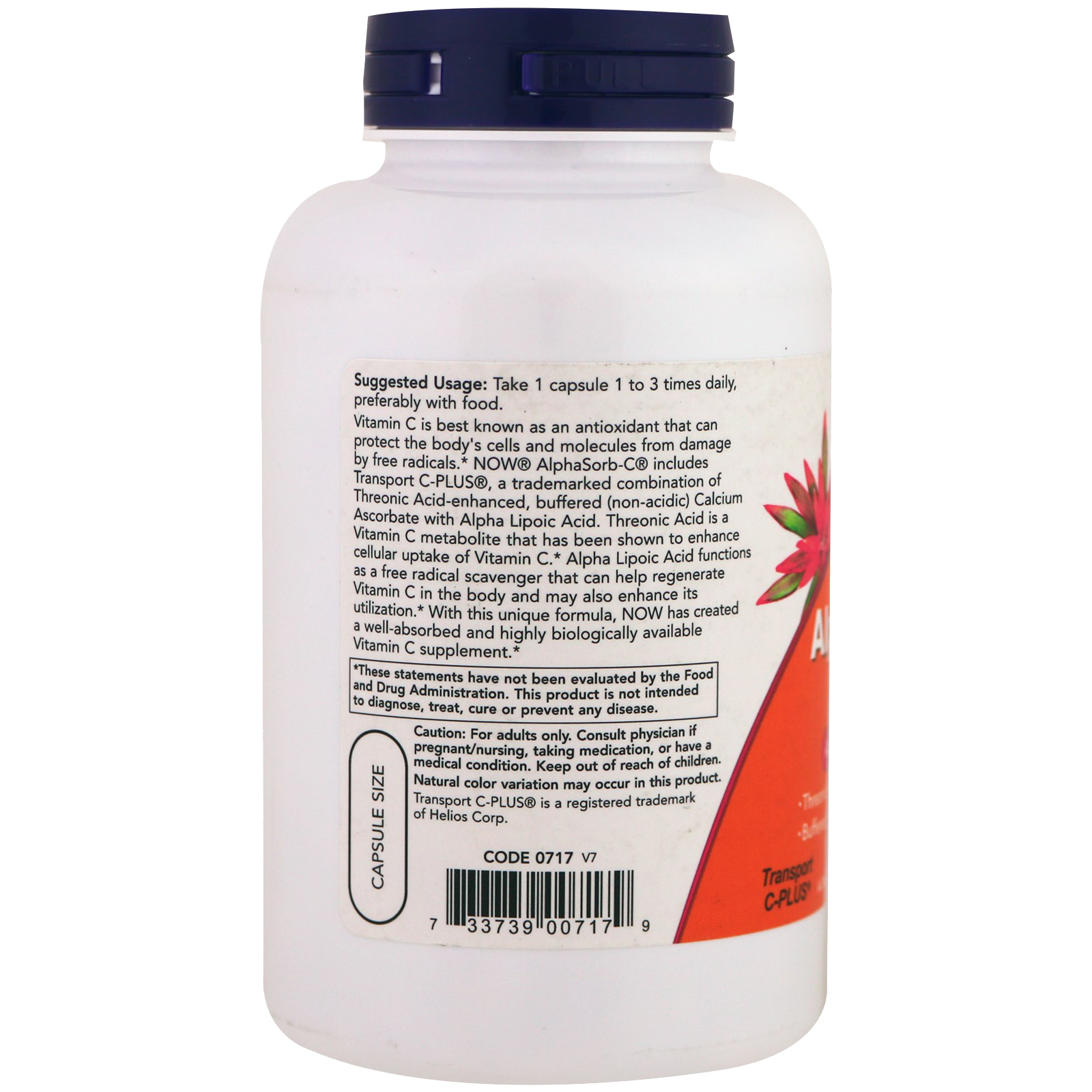 Now Foods, AlphaSorb-C 500, 180 Veg Capsules - Imagem 3