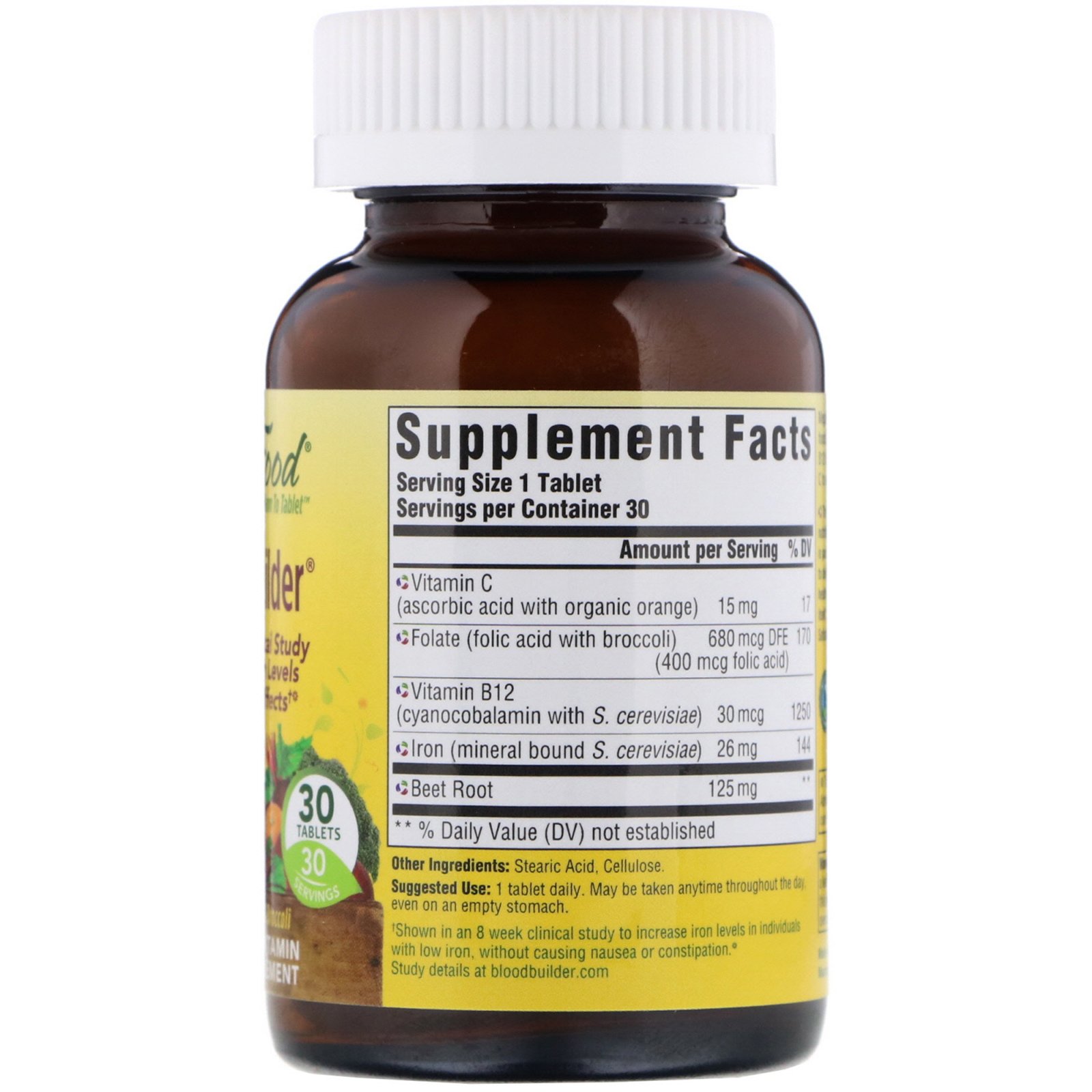 MegaFood, Blood Builder, Iron & Multivitamin Supplement, 30 Tablets - Imagem 2