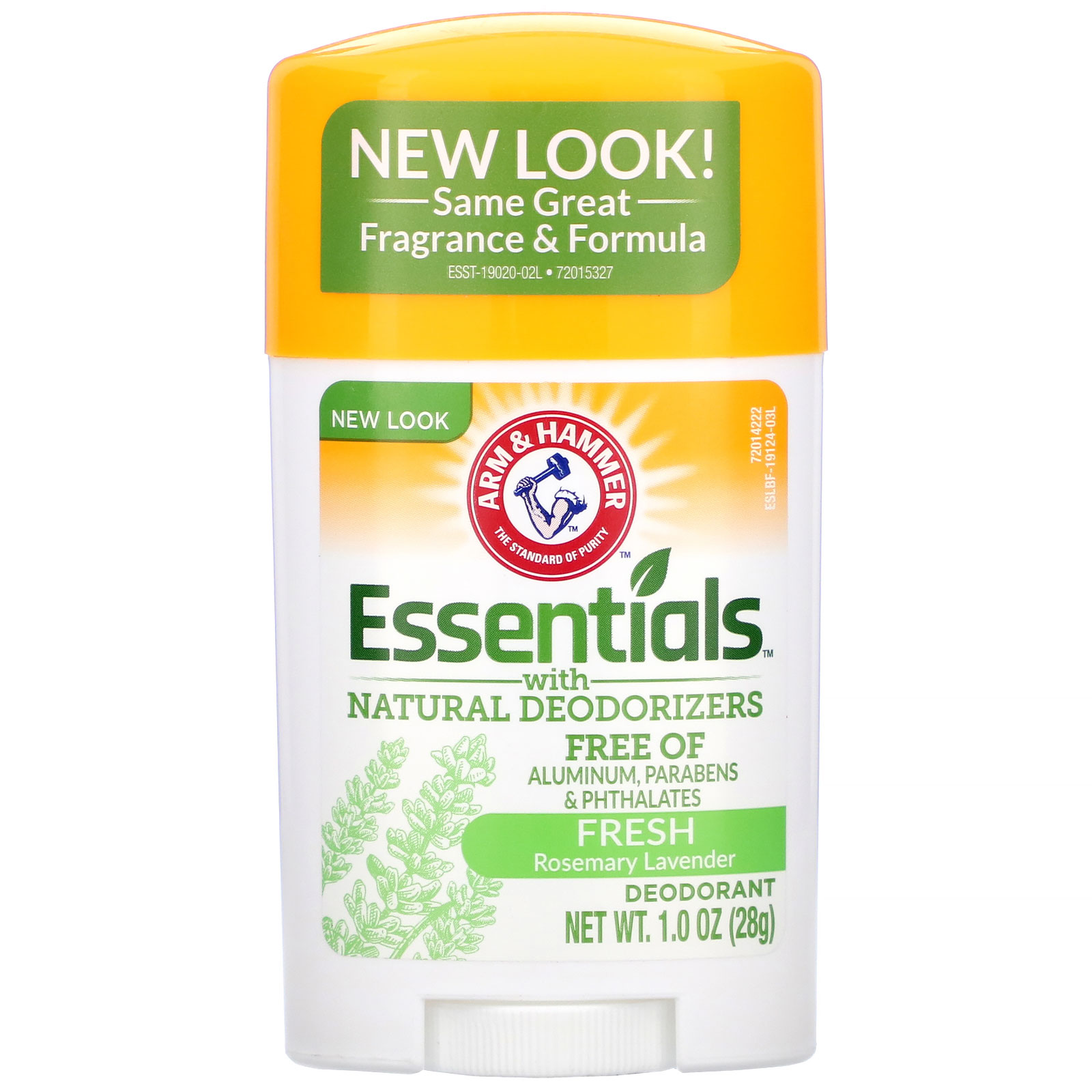 Arm & Hammer, Essenciais com Desodorantes Naturais, Desodorante, Alecrim Refrescante e Lavanda, 28 g (1,0 oz)