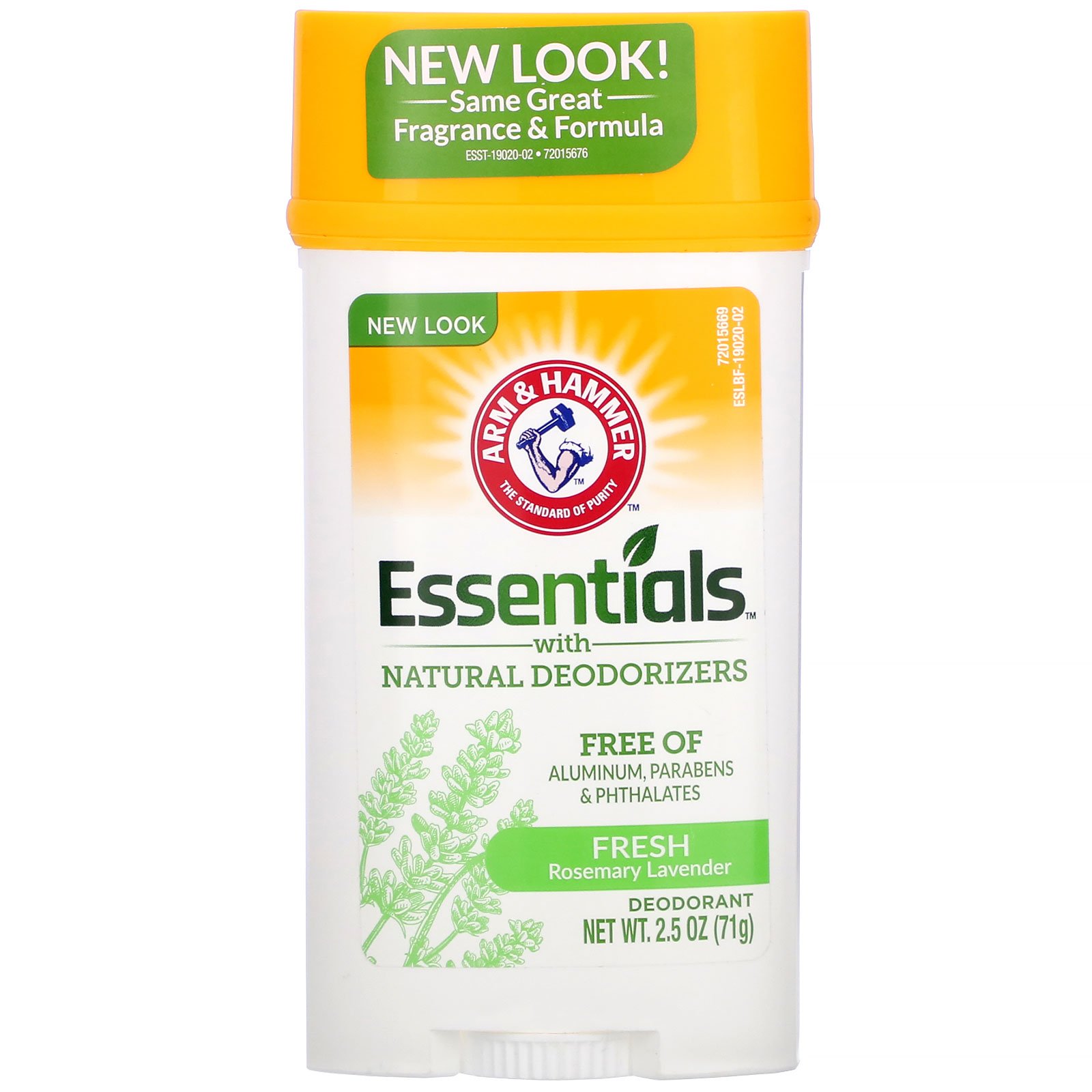 Arm & Hammer, Essenciais com Desodorantes Naturais, Desodorante, Alecrim Refrescante e Lavanda, 71 g (2,5 oz)