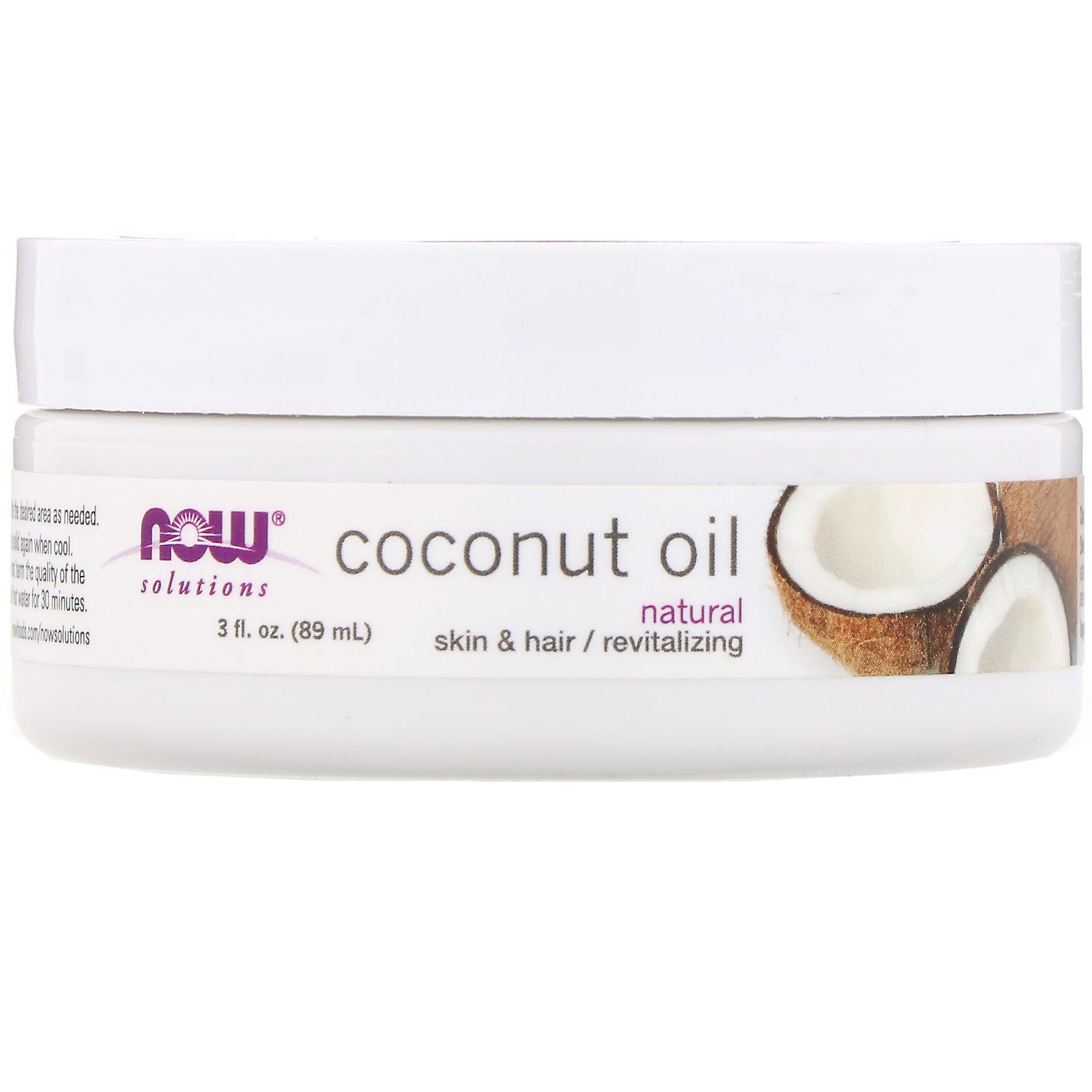Now Foods, Soluções, Óleo de Coco, Natural, 3 fl oz (89 ml)