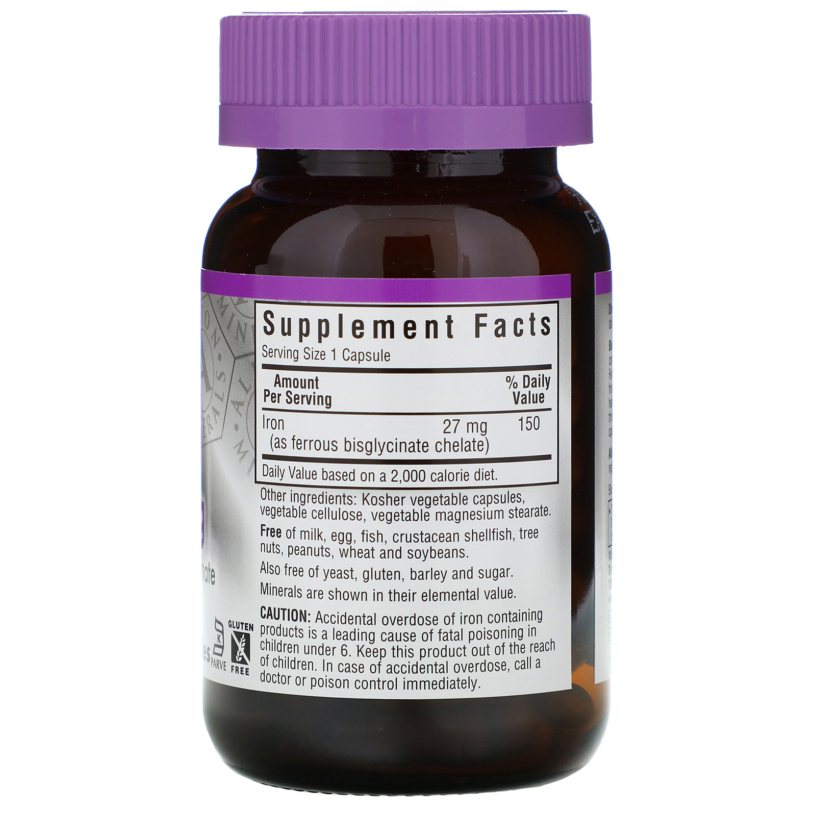 Bluebonnet Nutrition, Extra Strength Chelated Iron, 27 mg, 90 Vegetable Capsules - Imagem 2