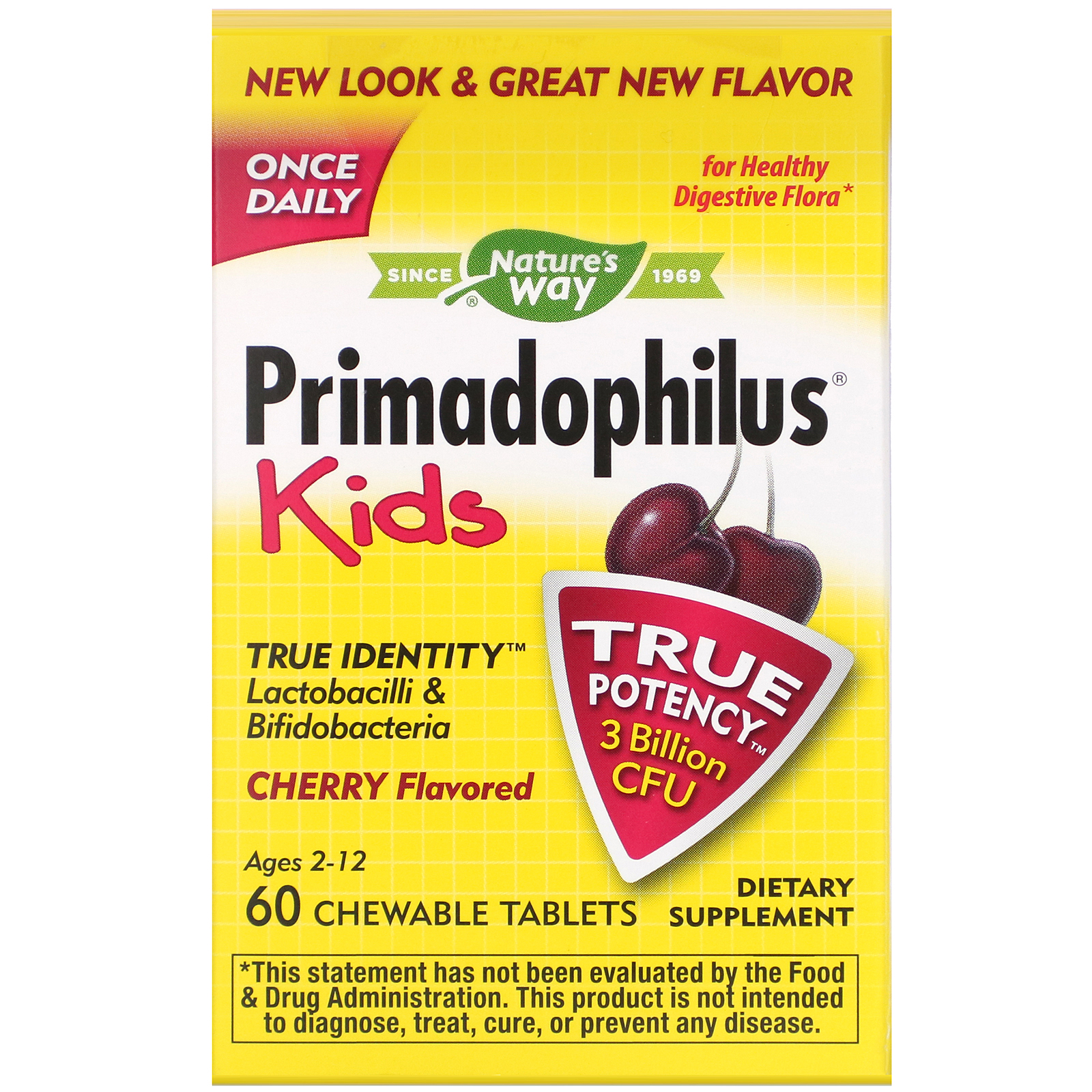 Nature's Way, Primadophilus, Kids, Age 2-12, Cherry Flavored, 60 Chewable Tablets - Imagem 2