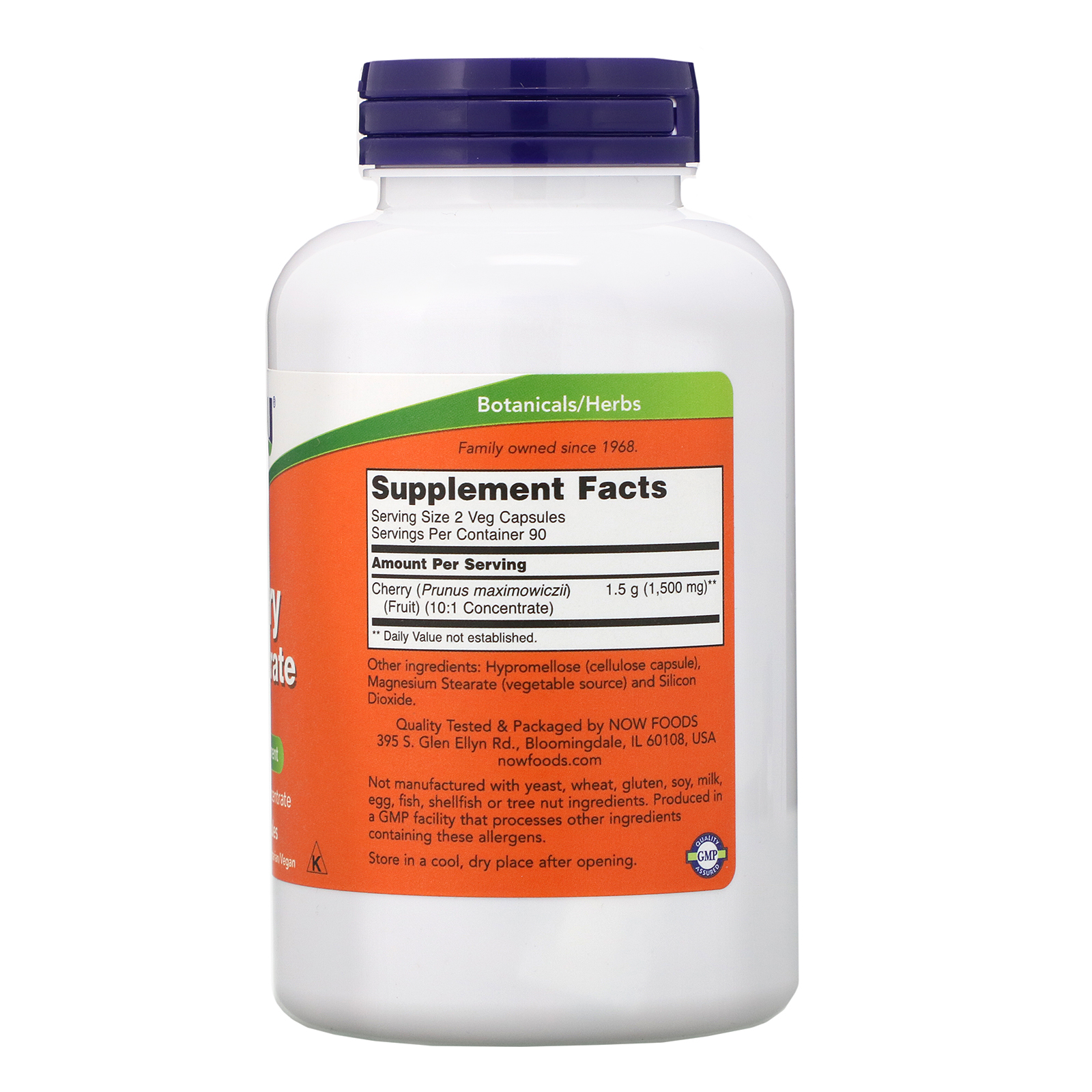 Now Foods, Cherry Concentrate, 750 mg, 180 Veg Capsules - Imagem 2