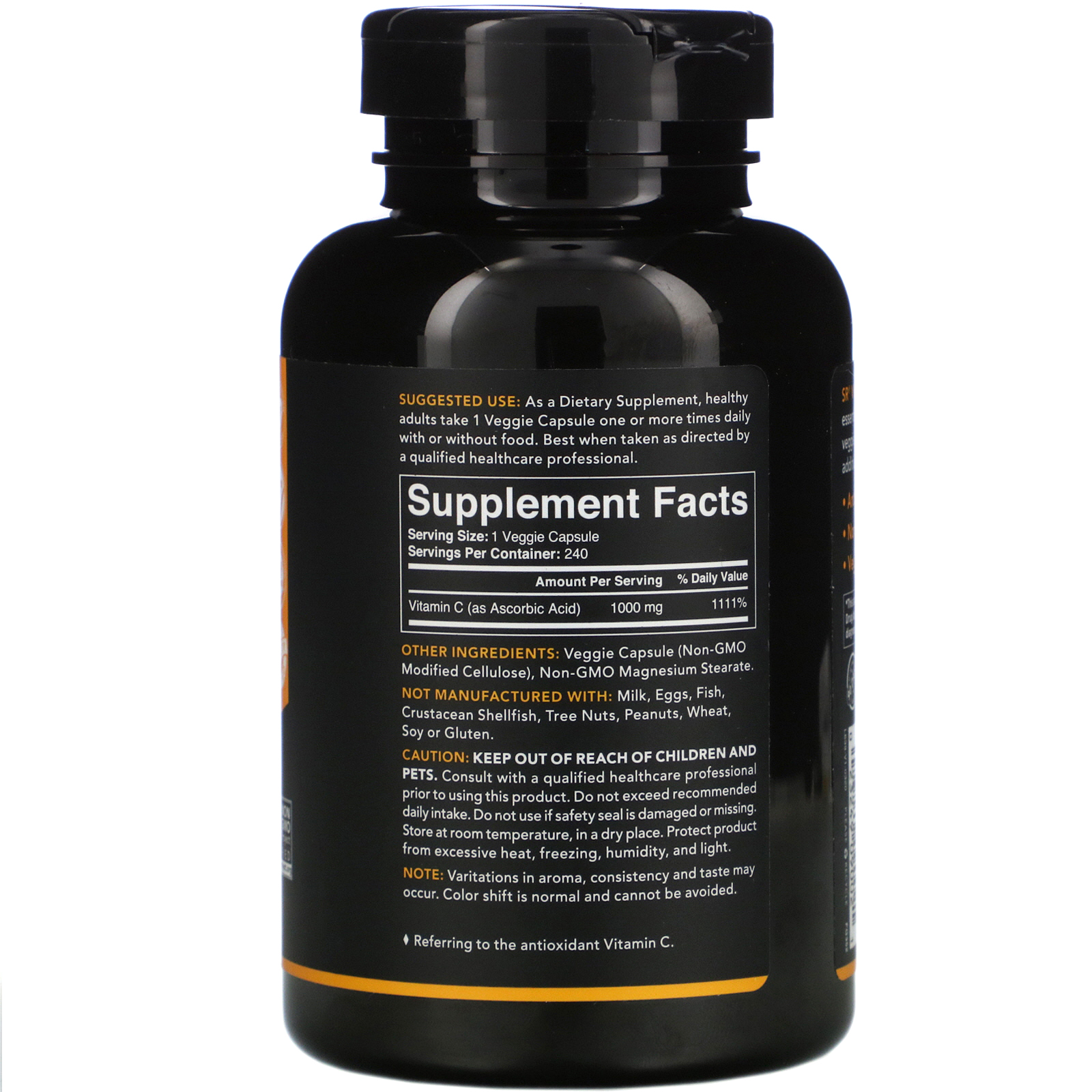 Sports Research, Vitamin C, 1,000 mg, 240 Veggie Capsules - Imagem 2