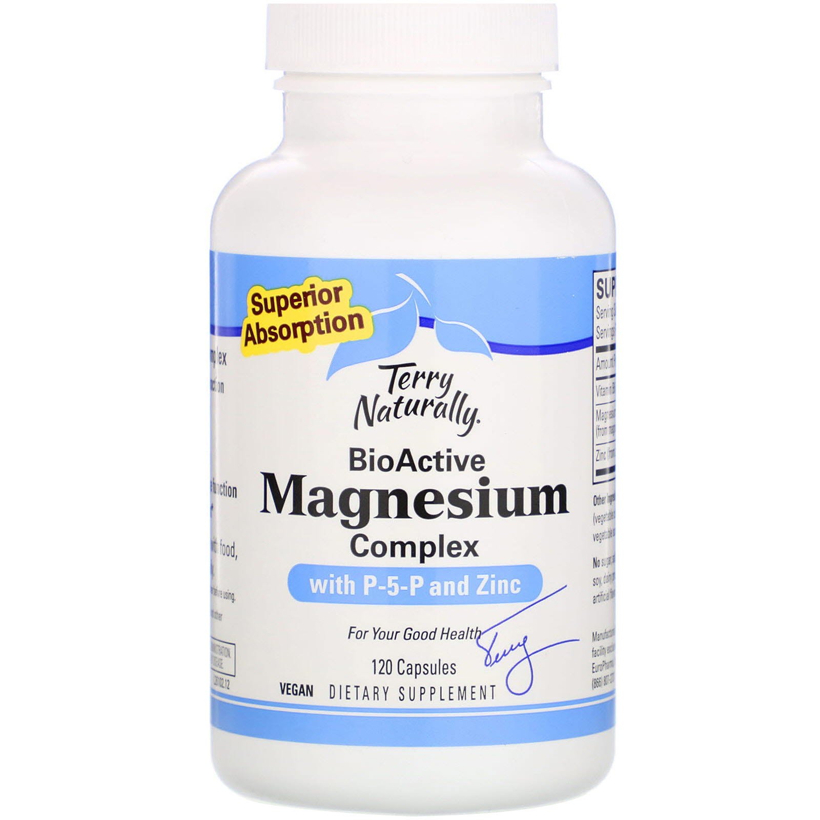 EuroPharma, Terry Naturally, P-5-P/Mag, 120 Cápsulas