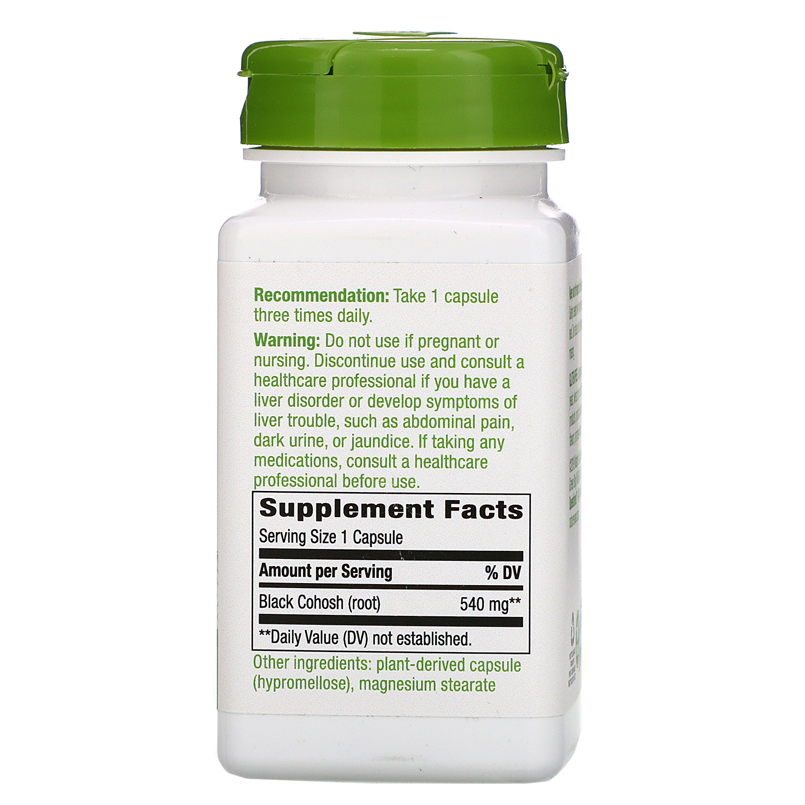 Nature's Way, Black Cohosh Root, 540 mg, 100 Vegan Capsules - Imagem 2