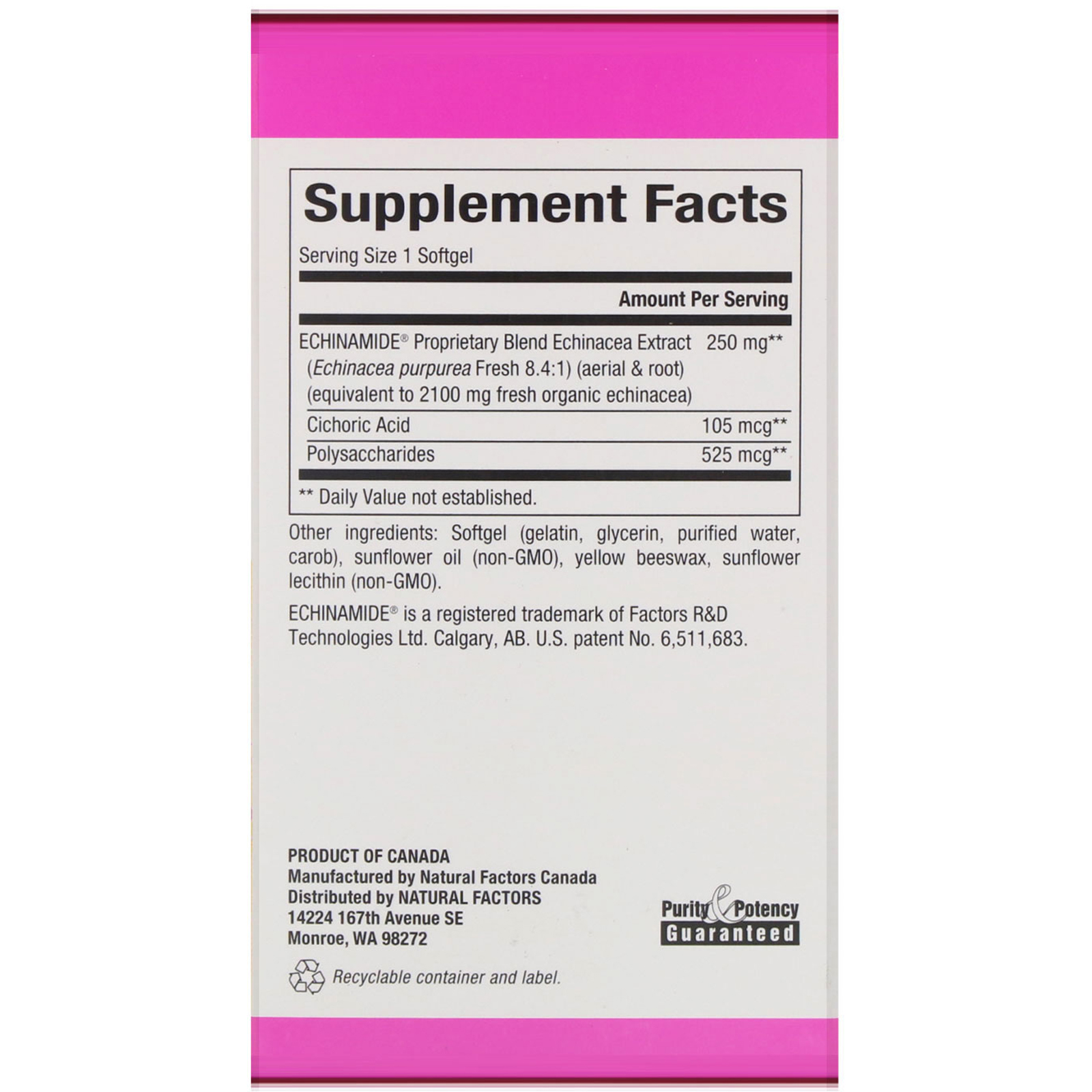 Natural Factors, Patented Echinamide, 60 Softgels - Imagem 2