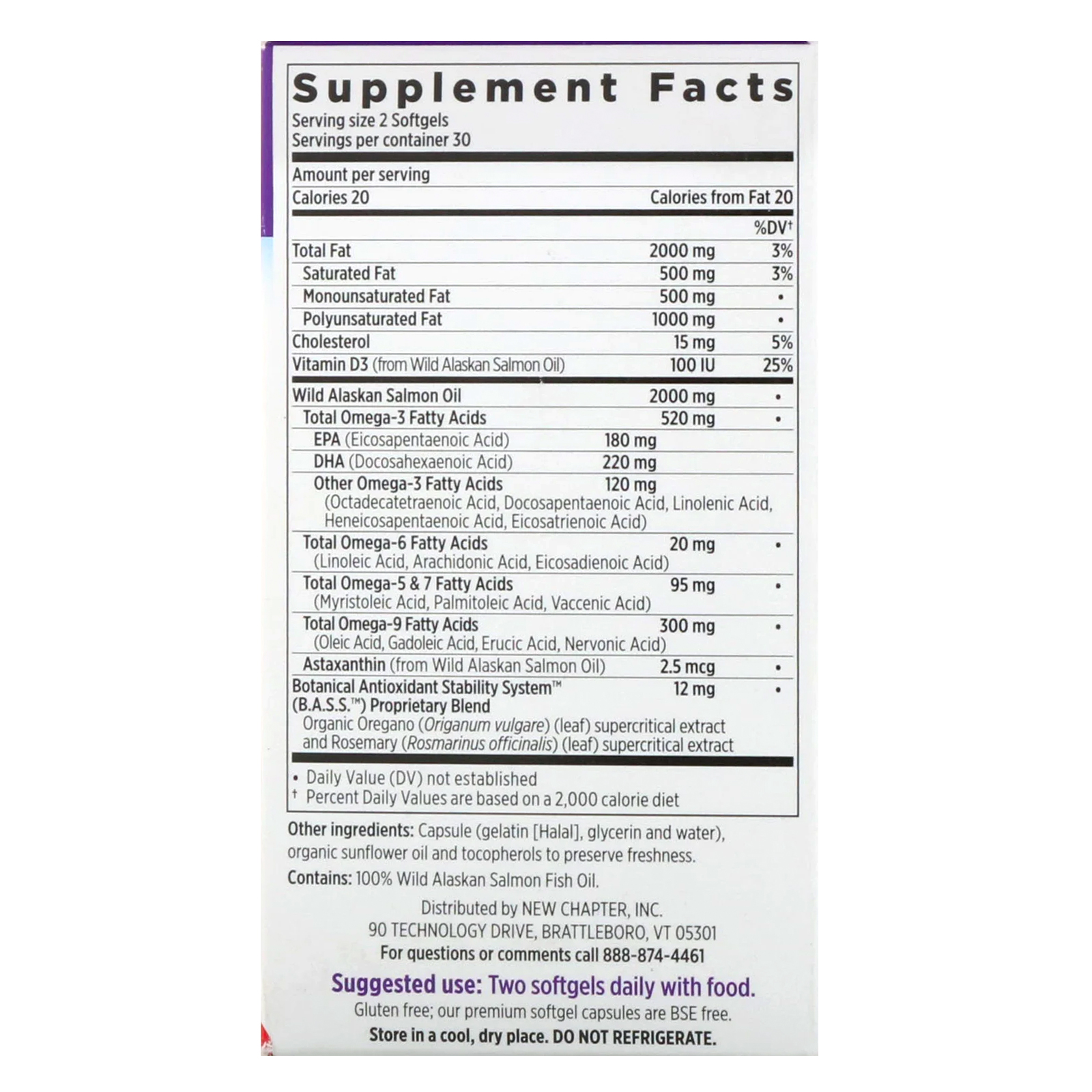 New Chapter, Wholemega, Extra-Virgin Wild Alaskan Salmon, Whole Fish Oil, 1,000 mg, 60 Softgels - Imagem 2