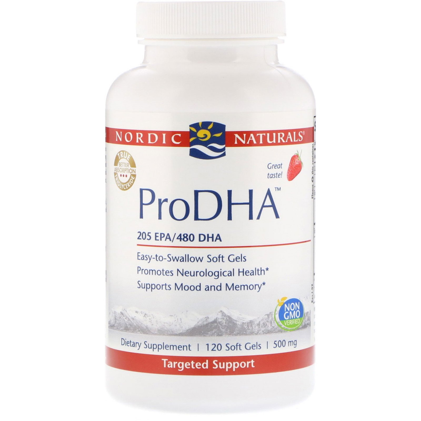 Nordic Naturals, ProDHA, Morango, 500mg, 120 cápsulas