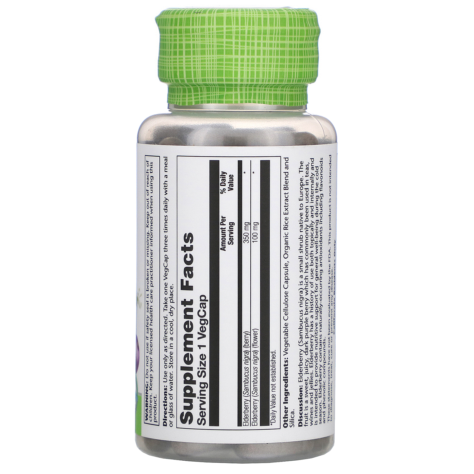 Solaray, Elderberry, 450 mg, 100 VegCaps - Imagem 2