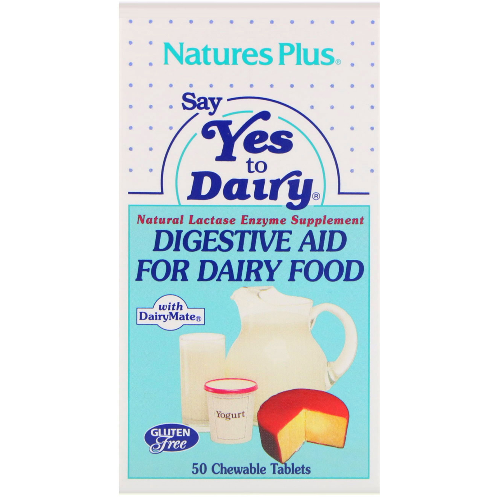 Nature's Plus, Say Yes to Dairy, Digestive Aid For Dairy Food, 50 Chewable Tablets - Imagem 2