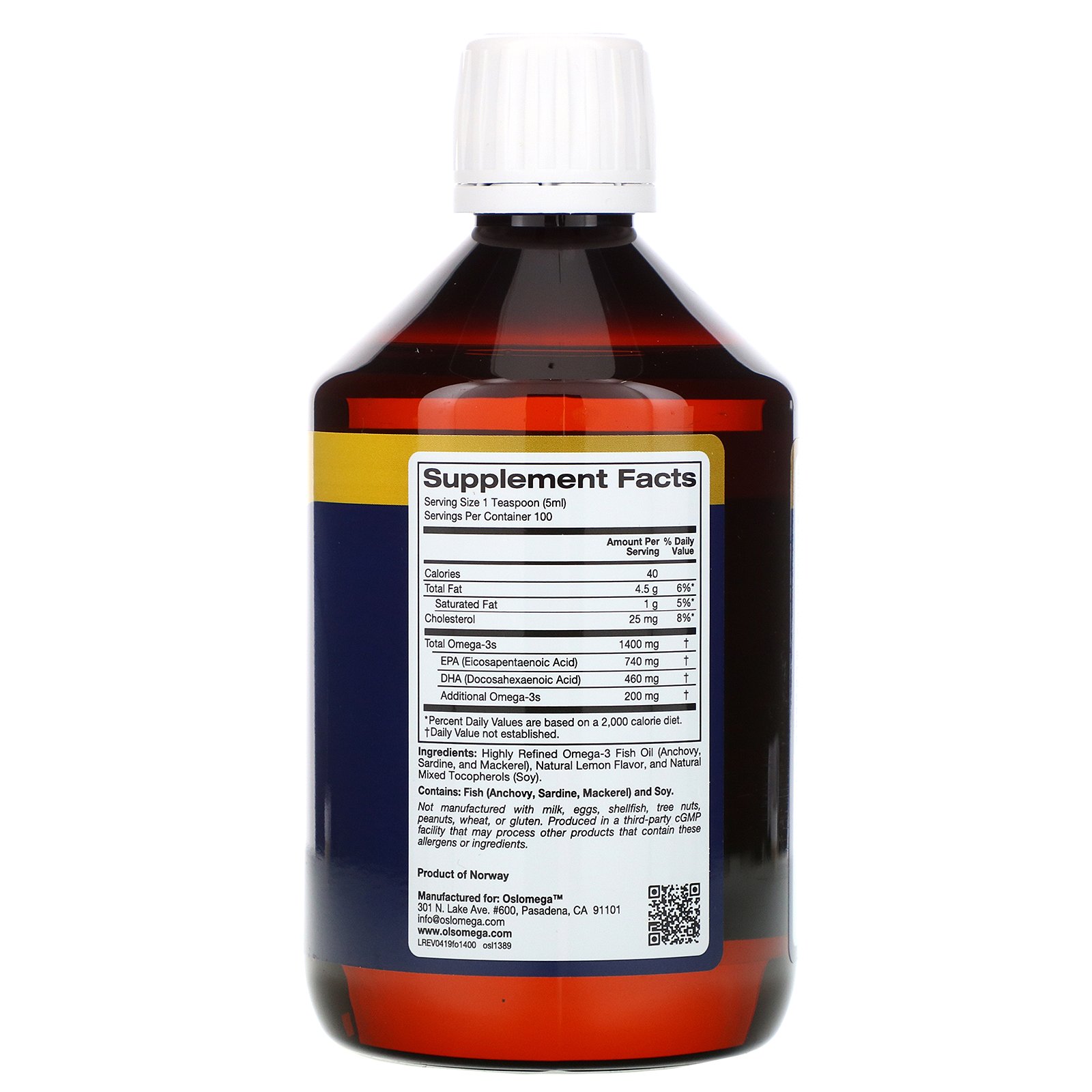 Oslomega, Óleo de Peixe com Ômega-3 da Noruega, Sabor Natural de Limão, 500 ml (16,9 fl oz) - Imagem 2