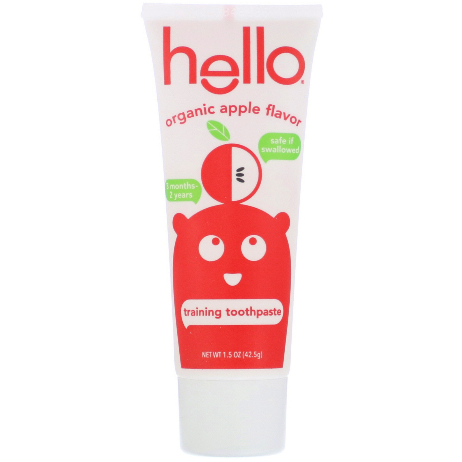 Hello, Training Toothpaste, Fluoride Free, Natural Apple Flavor, 1.5 oz (42.5 g) - Imagem 3