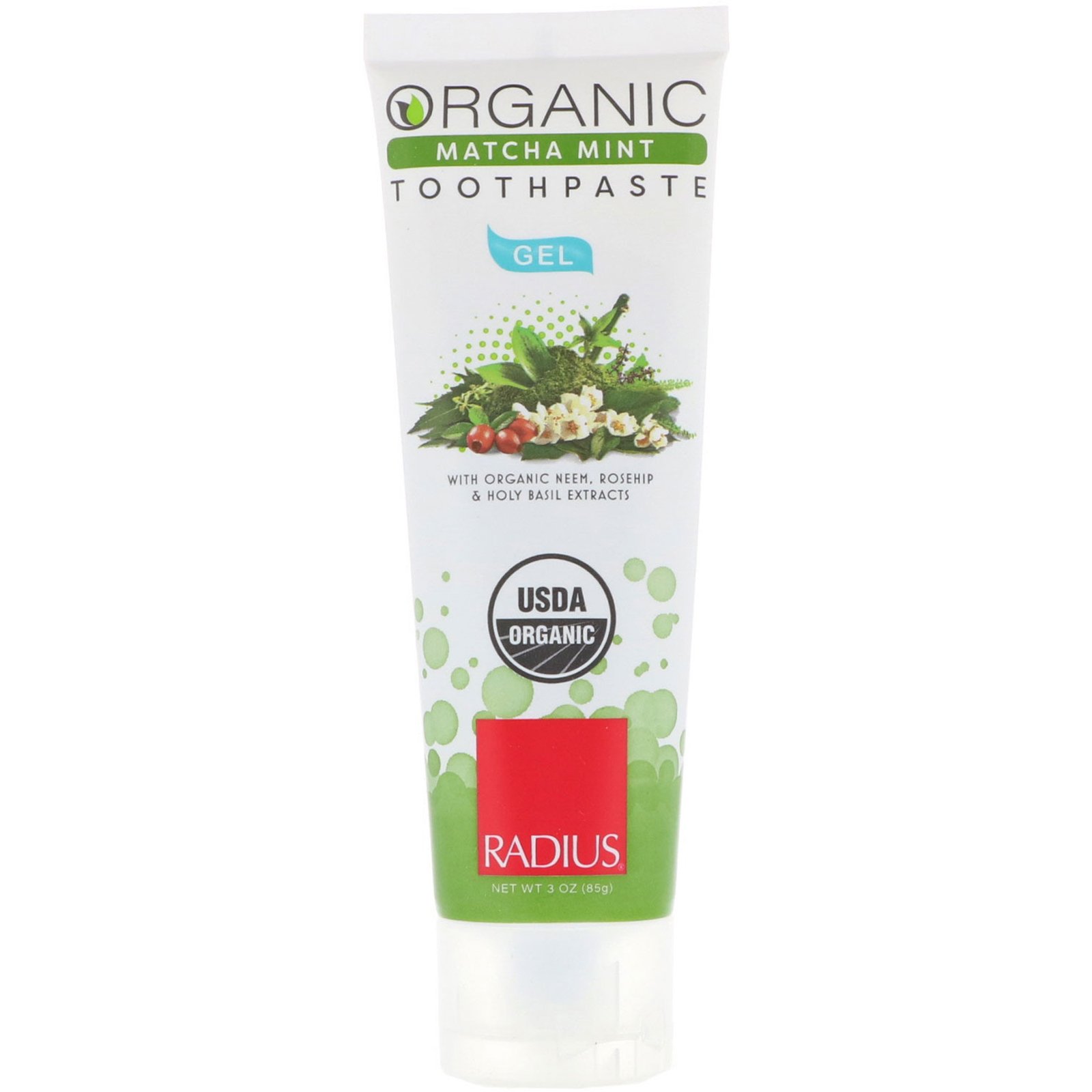 RADIUS, Gel Dental Orgânico, Matchá e Menta, 85 g - Imagem 3