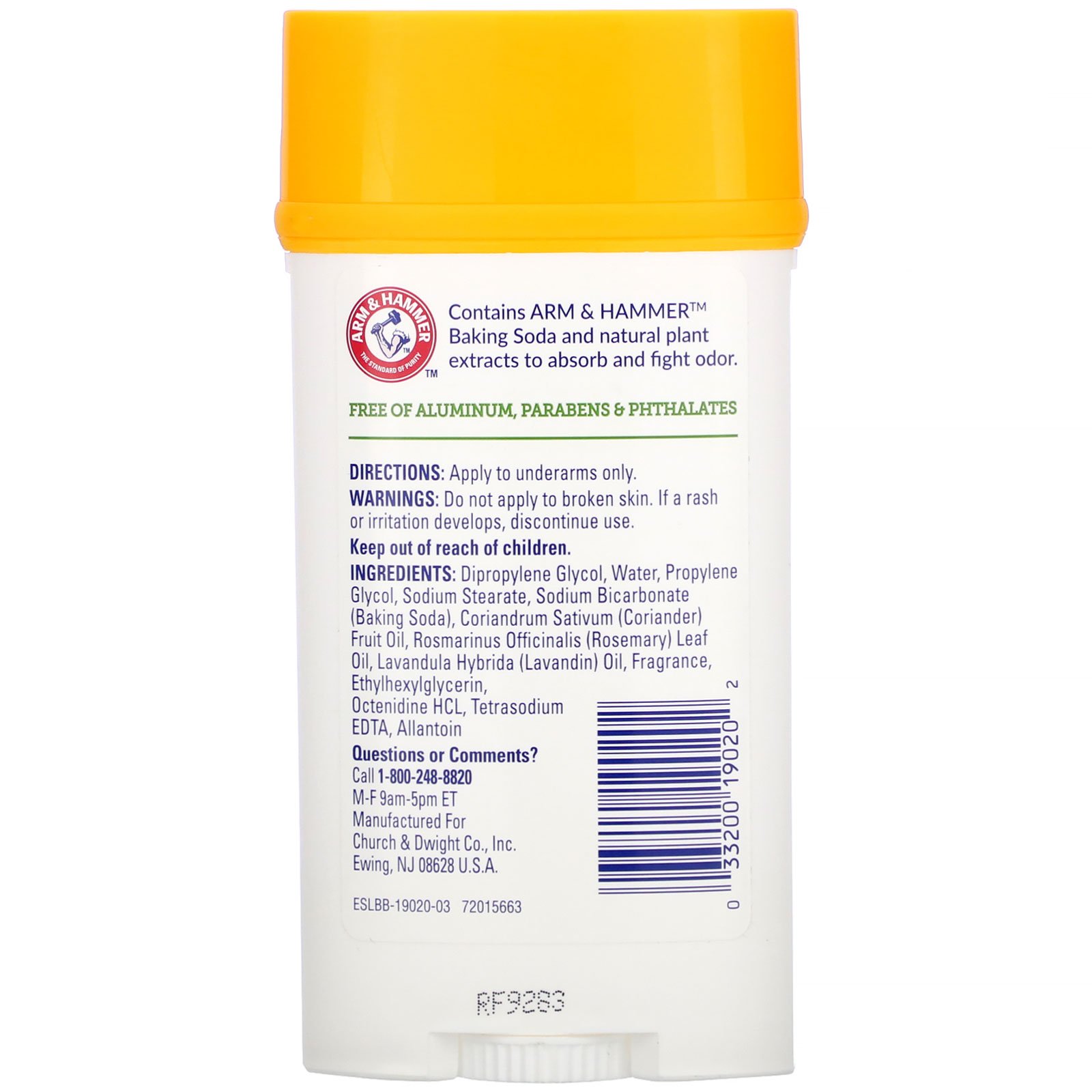 Arm & Hammer, Essenciais com Desodorantes Naturais, Desodorante, Alecrim Refrescante e Lavanda, 71 g (2,5 oz) - Imagem 2
