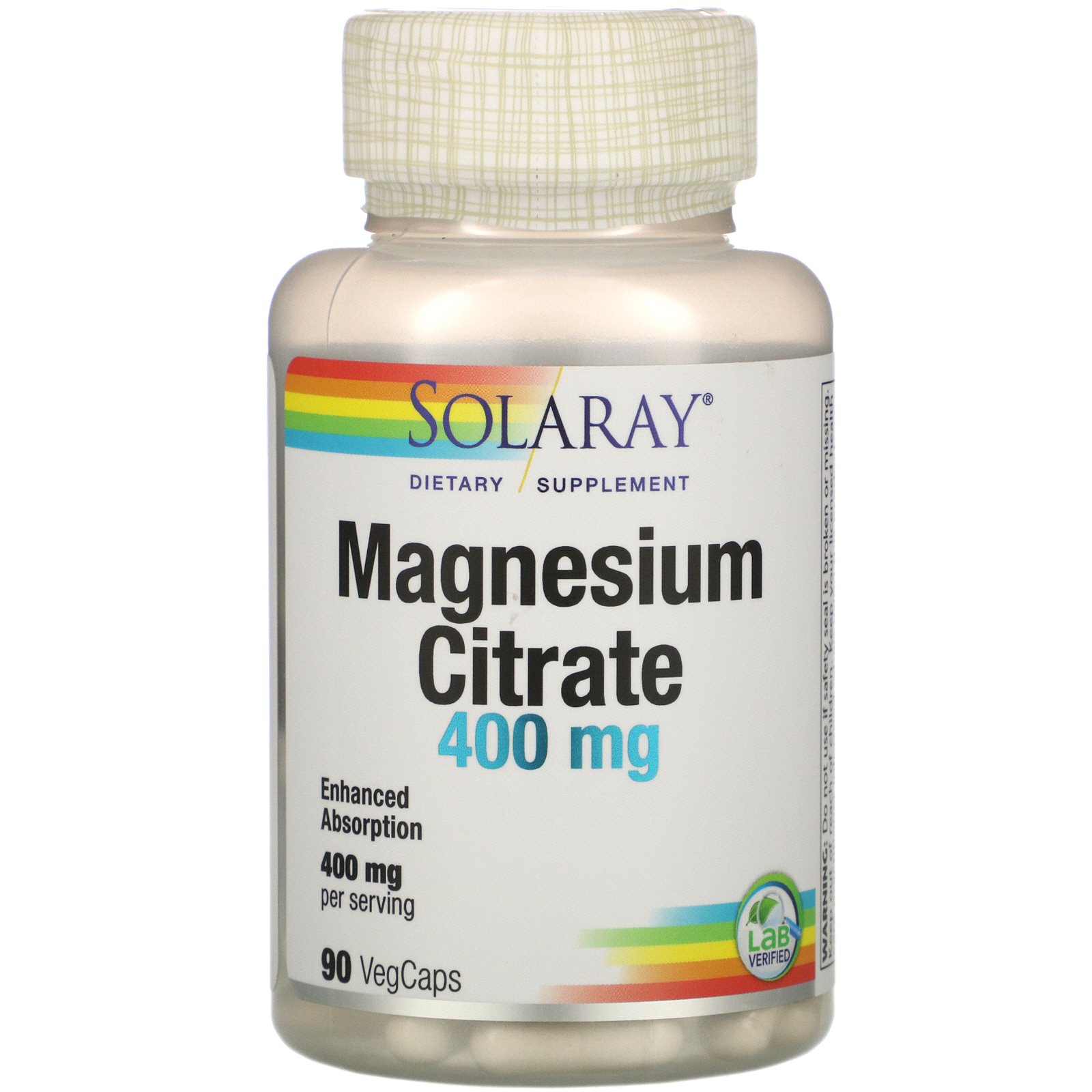 Solaray, Citrato de Magnésio 400 mg, 90 Cápsulas Vegetais
