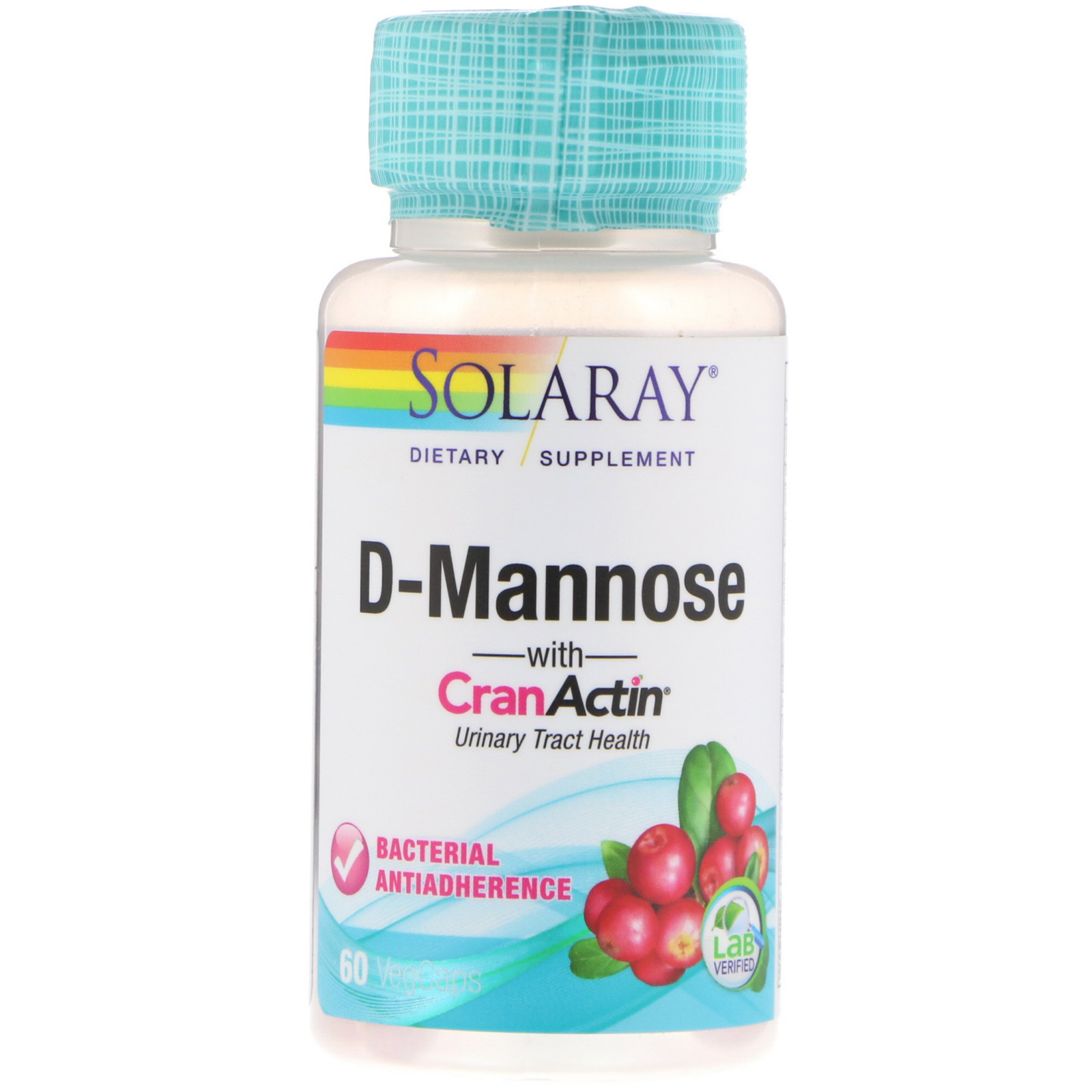 Solaray, D-Manose com CranActin, Saúde do Trato Urinário, 60 Cápsulas Vegetais