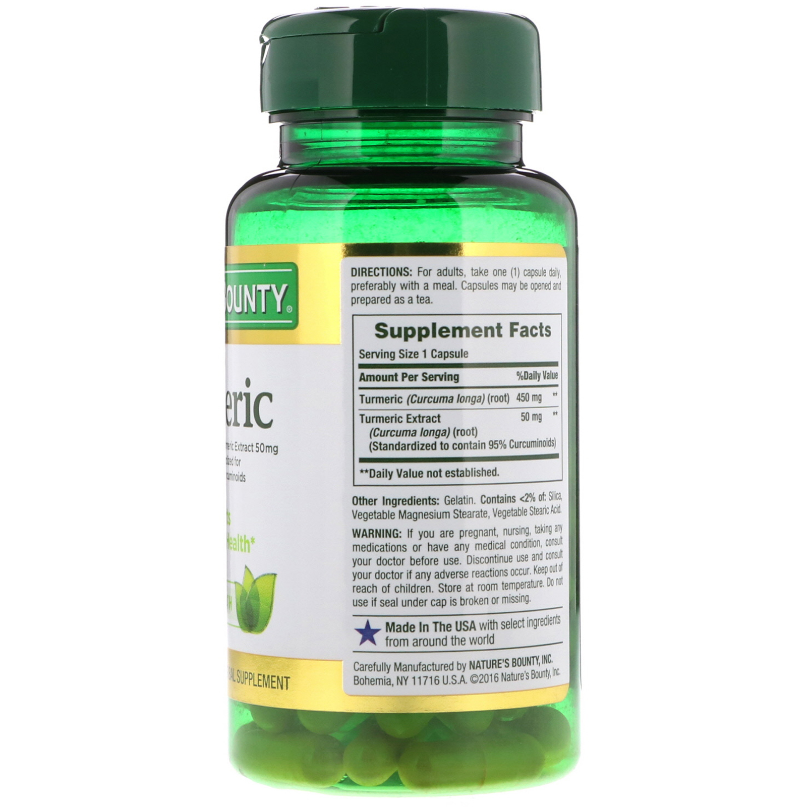 Nature's Bounty, Turmeric, 450 mg, 60 Cápsulas - Imagem 2