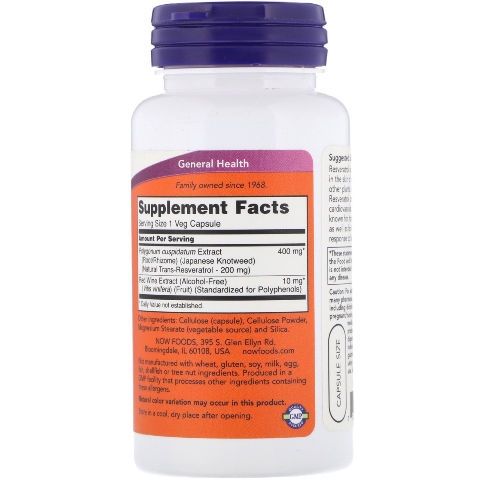 Now Foods, Natural Resveratrol, 200 mg, 60 Cápsulas Vegetais - Imagem 2