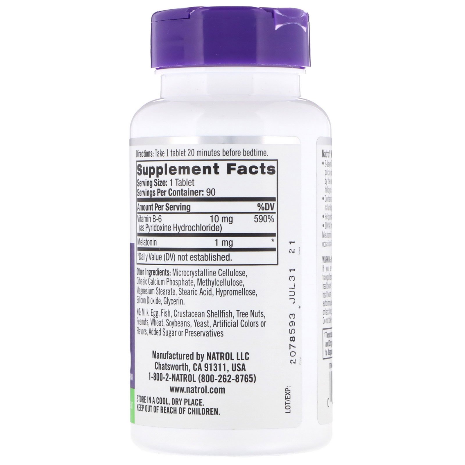Natrol, Melatonina, Liberação Prolongada, 1 mg, 90 Comprimidos - Imagem 2
