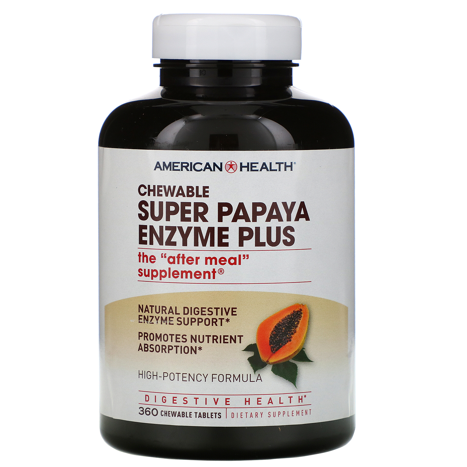 American Health, Super Enzima de Papaia Plus, 360 Comprimidos Mastigáveis
