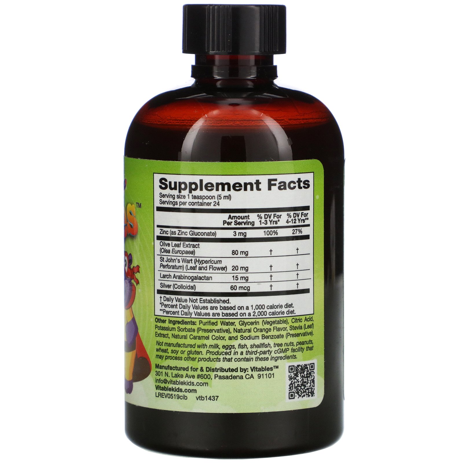 Vitables, Mistura Líquida para Imunidade Para Crianças, Sem Álcool, Sabor de Laranja, 120 ml (4 fl oz) - Imagem 2