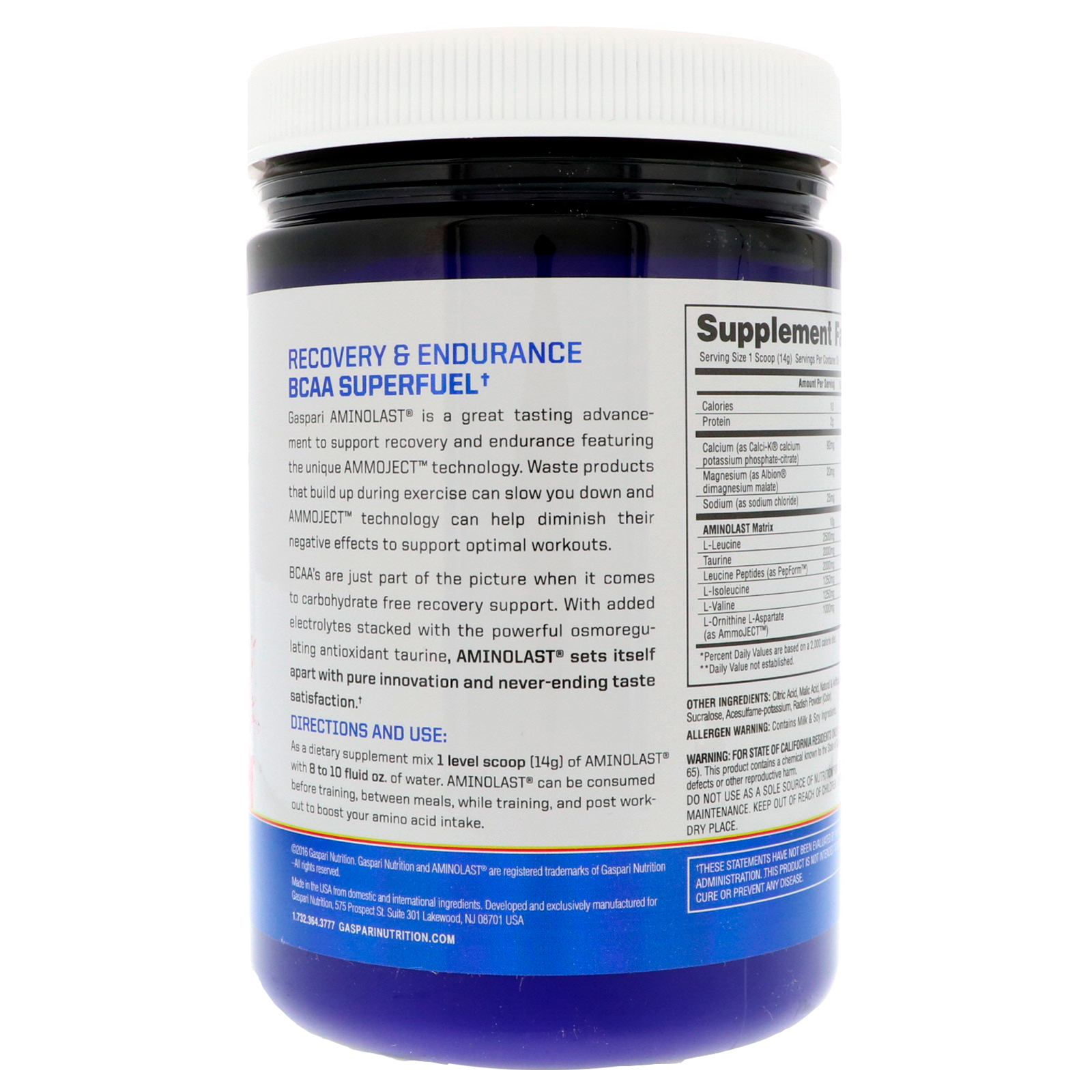 Gaspari Nutrition, Superalimento de Aminoácidos Ramificados Para Recuperação e Durabilidade Aminolast, Morango e Kiwi, 420g - Imagem 3