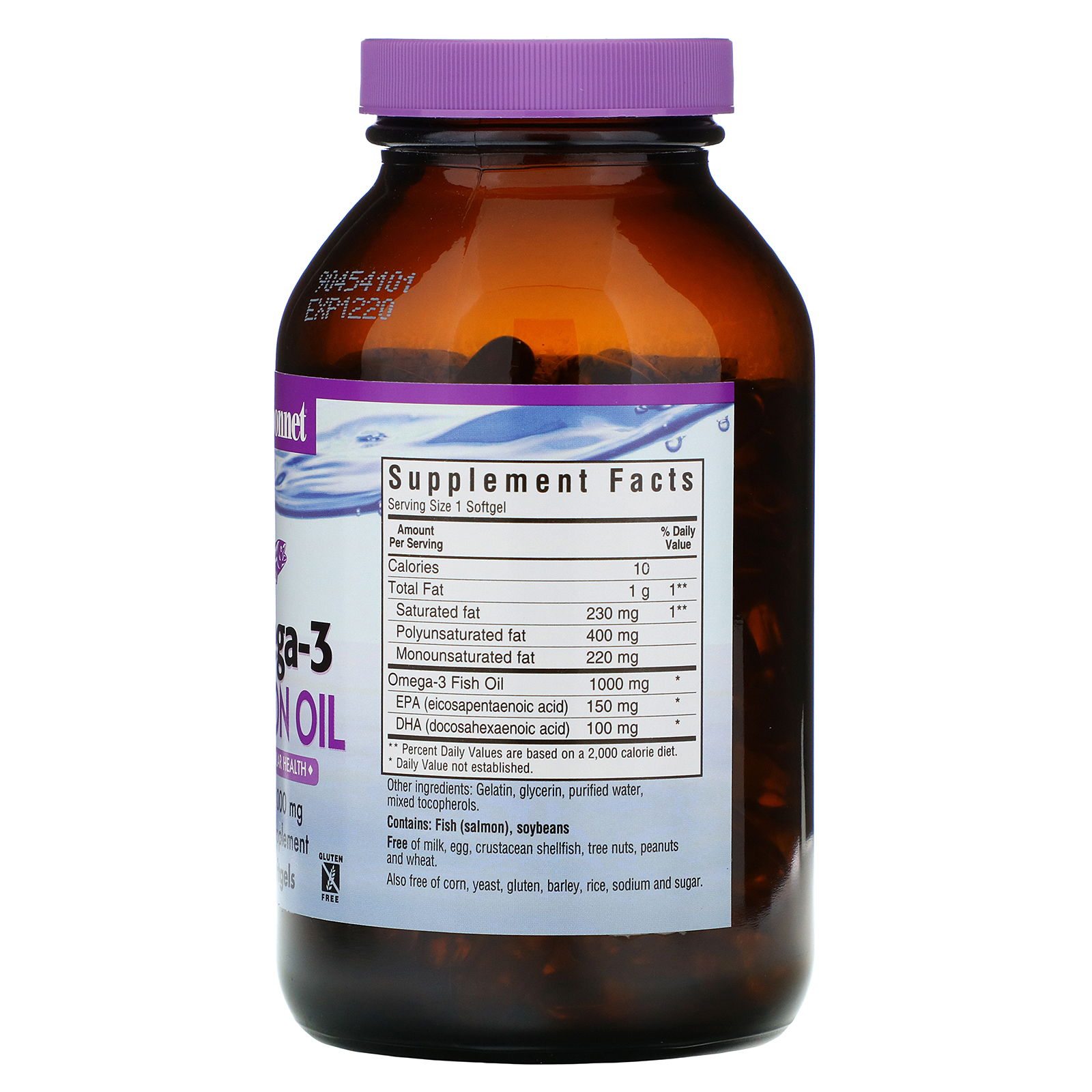 Bluebonnet Nutrition, Óleo de salmão natural Ômega-3, 1000 mg, 180 Softgels - Imagem 2